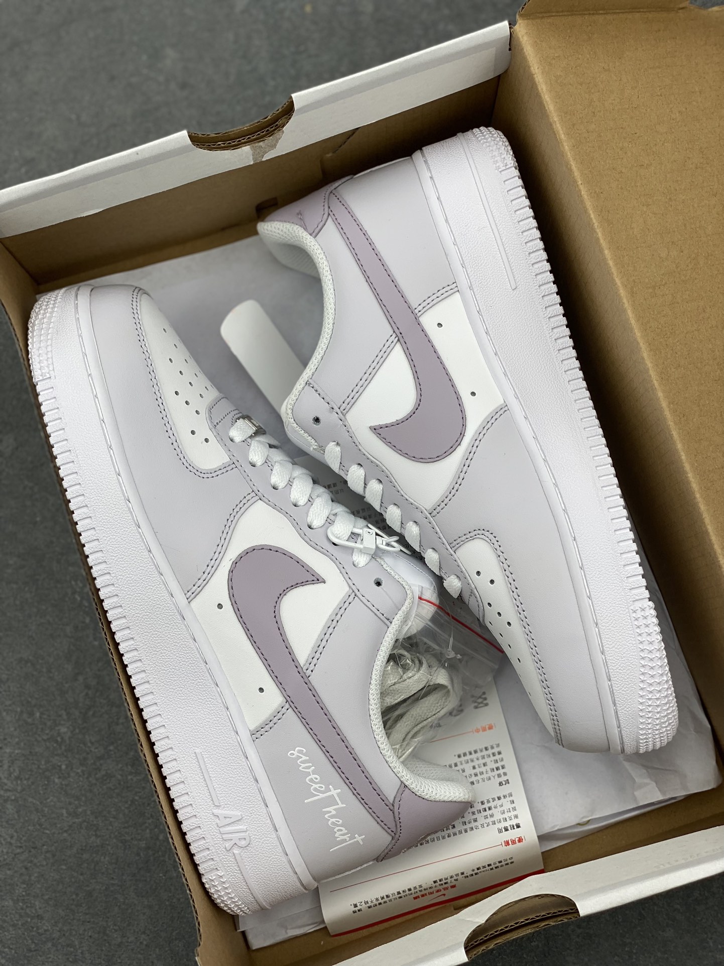 Nike Air Force 1 '07 Low 'Sweetheart' Light Grey Purple Casual Shoes 10 i1725829169 2231 2