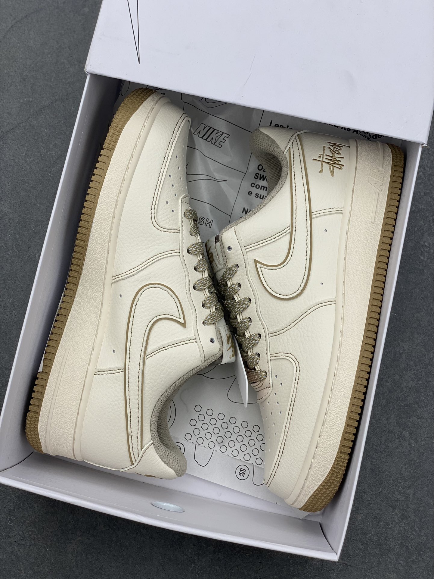 Nike Air Force 1 Low Stussy Fossil Stone Casual Sneakers CW2288-001 10 i1726850519 6627 7