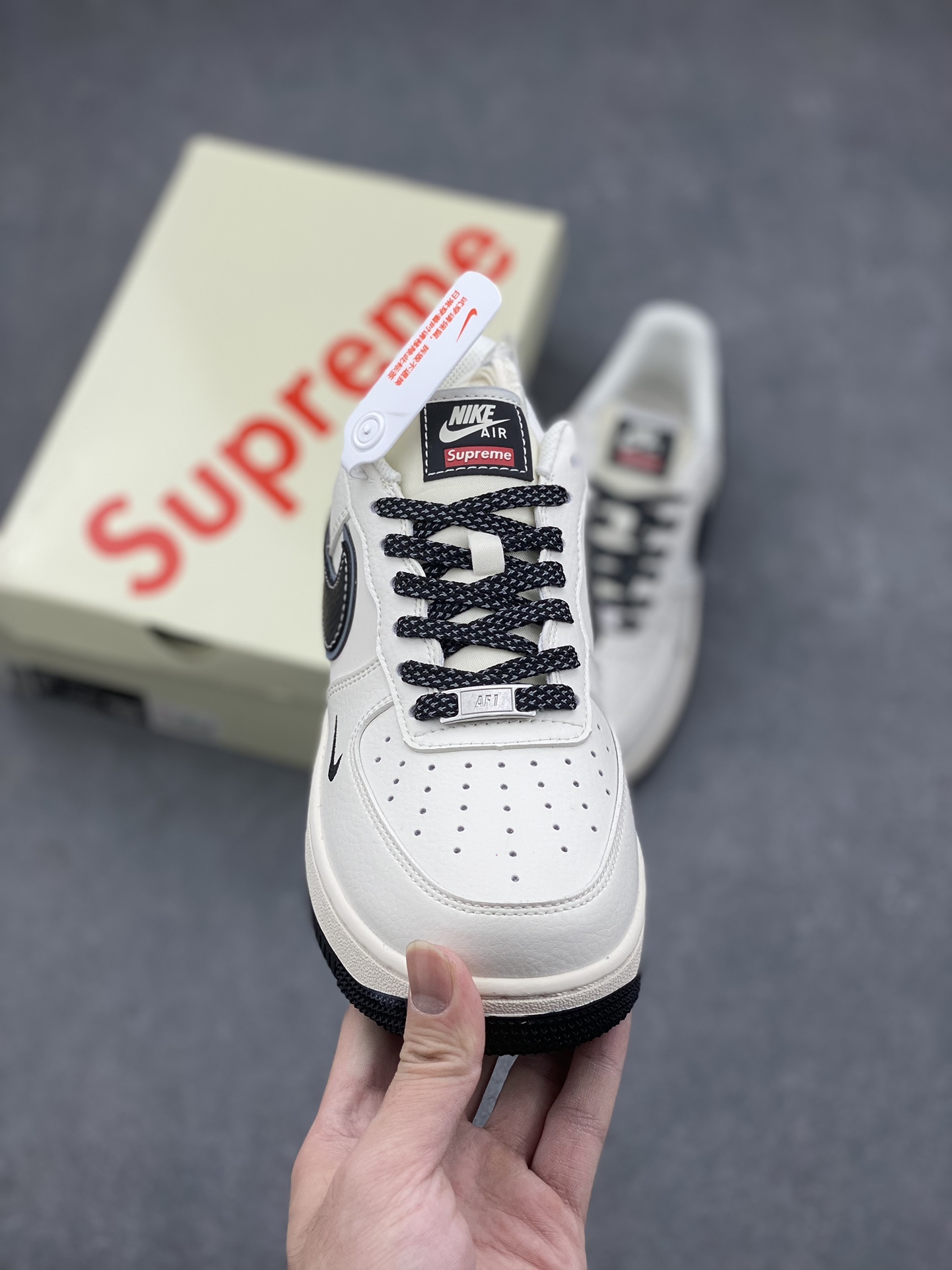 Nike Air Force 1 '07 Low Supreme Collab Sneakers - Cream/Black, All Sizes 3 i1727540008 1198 0