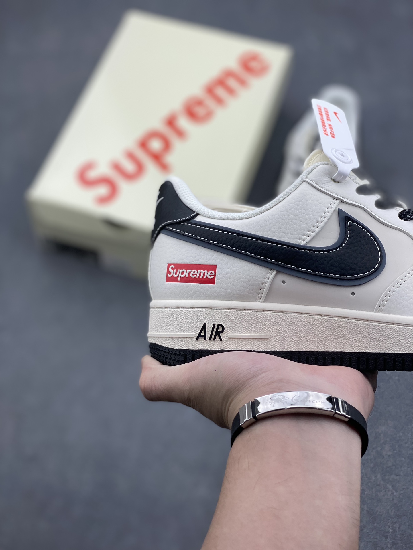 Nike Air Force 1 '07 Low Supreme Collab Sneakers - Cream/Black, All Sizes 6 i1727540008 2368 0