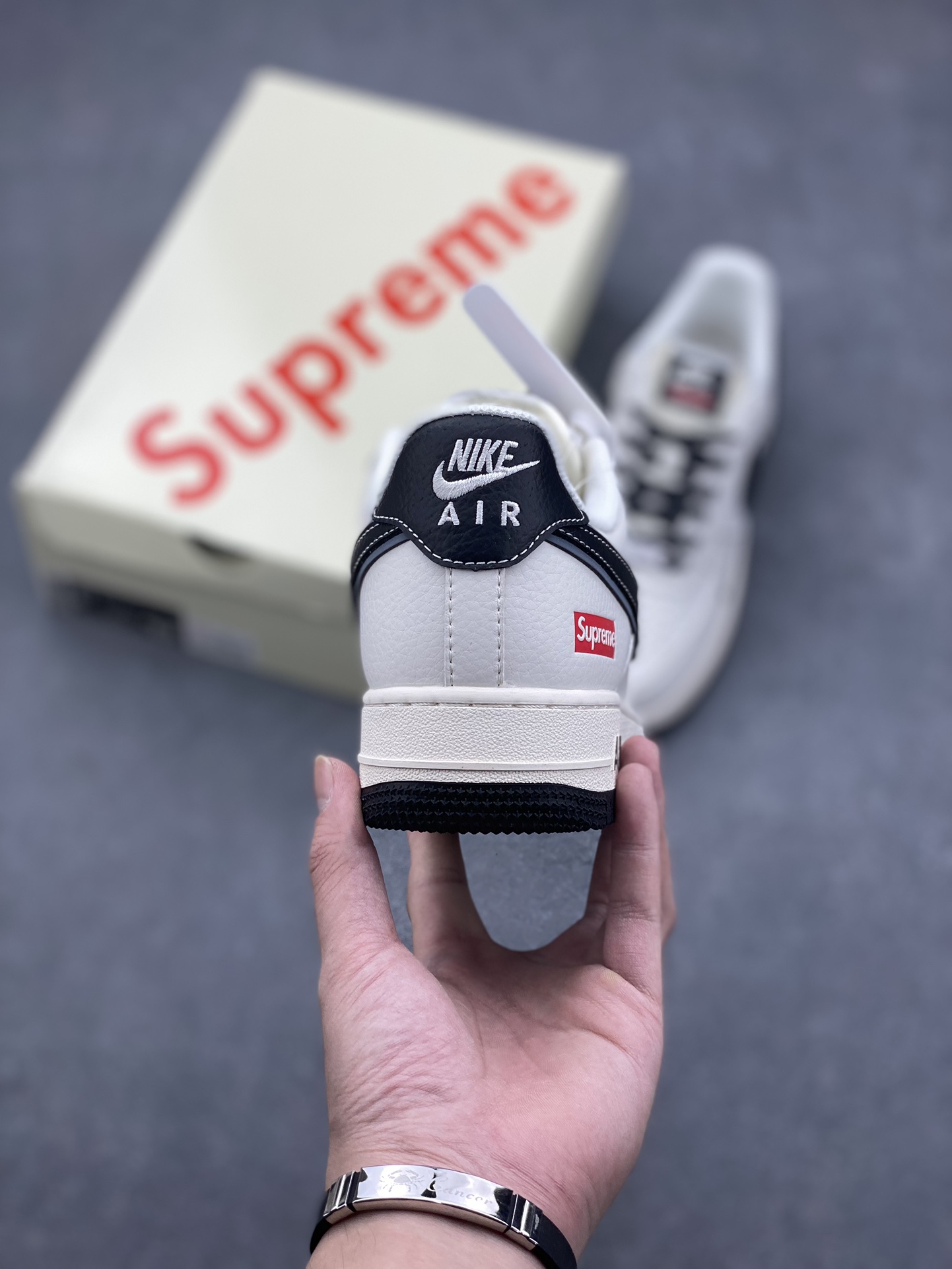 Nike Air Force 1 '07 Low Supreme Collab Sneakers - Cream/Black, All Sizes 5 i1727540008 6466 0