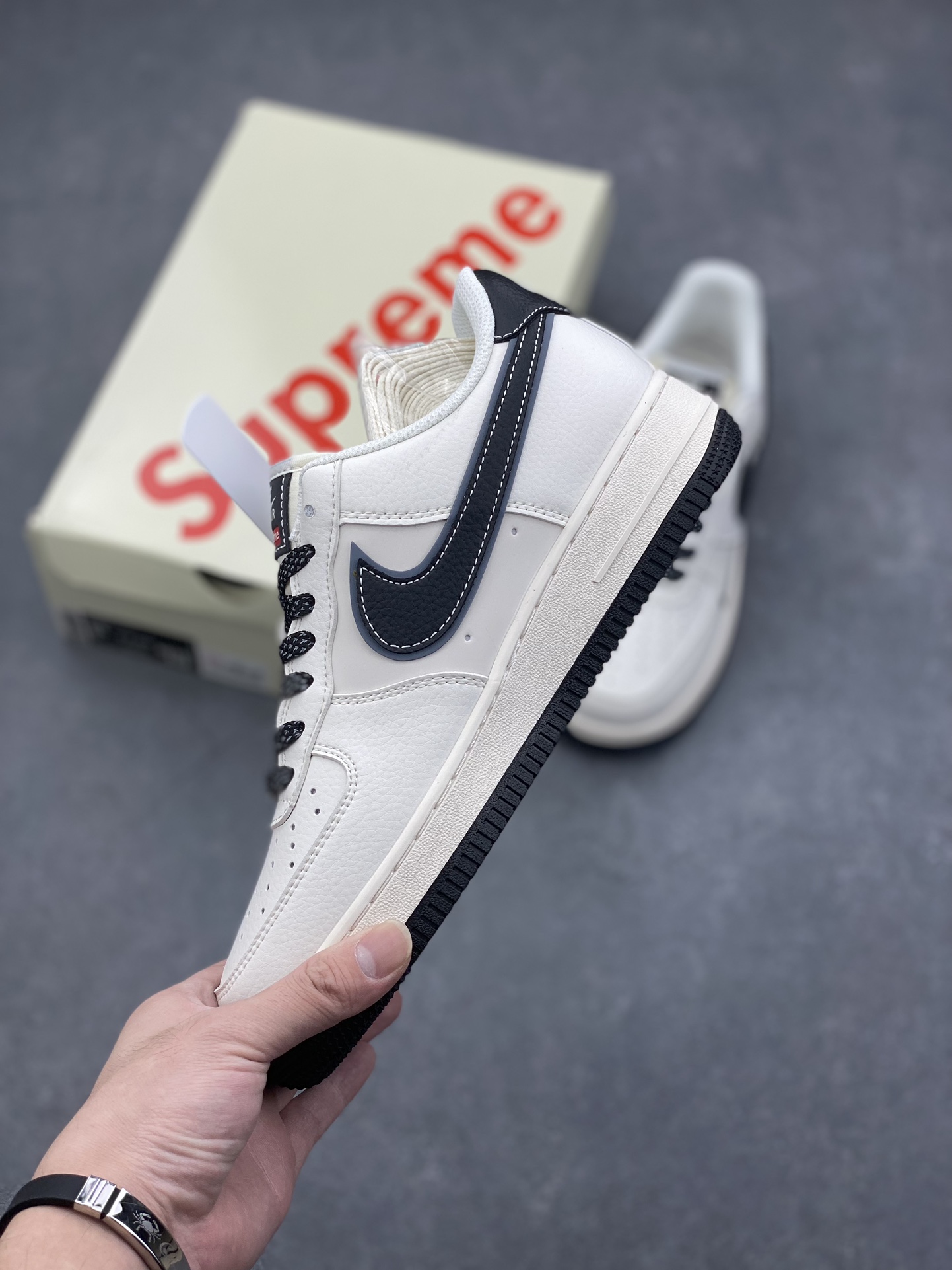 Nike Air Force 1 '07 Low Supreme Collab Sneakers - Cream/Black, All Sizes 4 i1727540008 9418 0