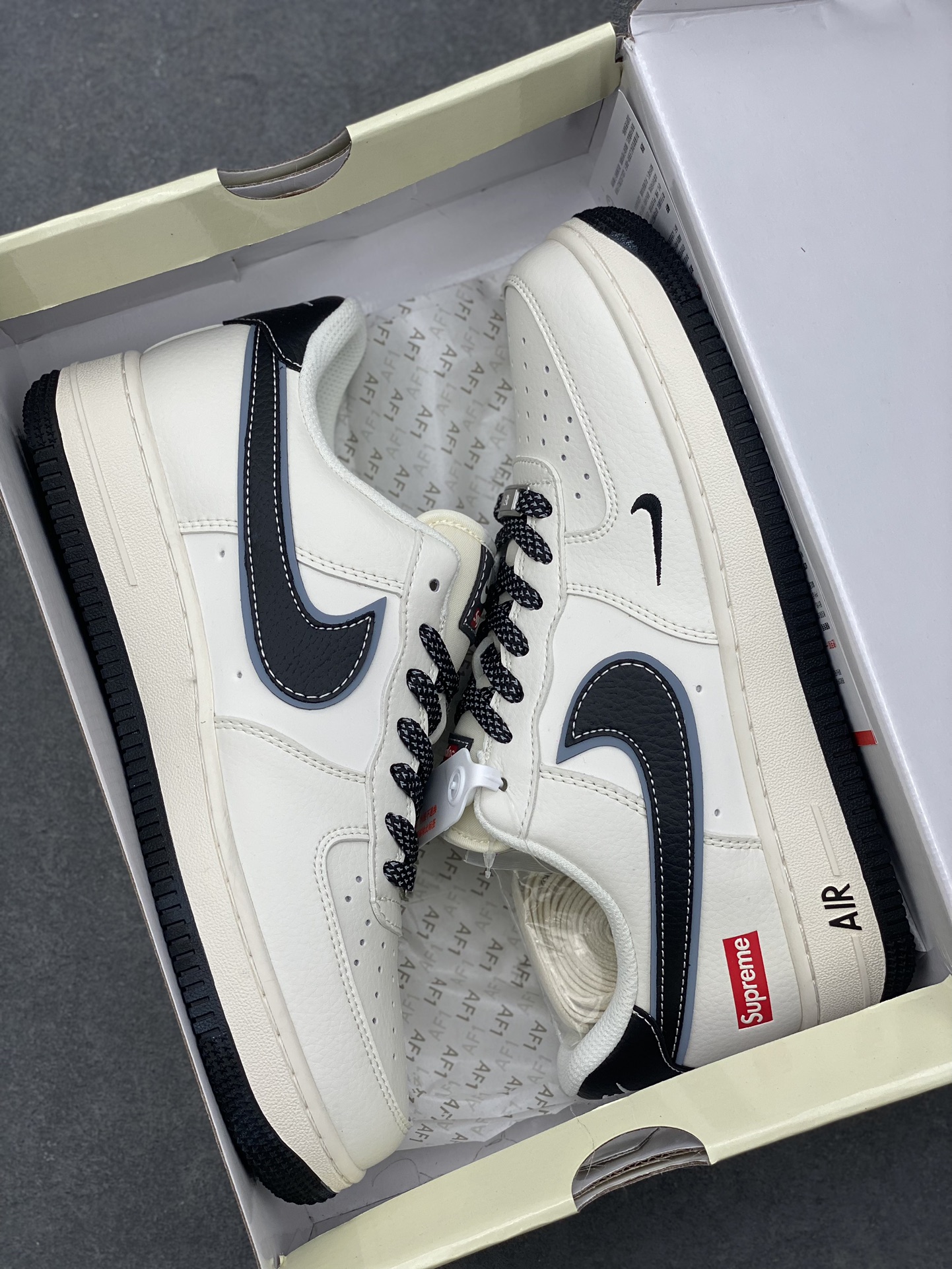 Nike Air Force 1 '07 Low Supreme Collab Sneakers - Cream/Black, All Sizes 10 i1727540009 3836 0