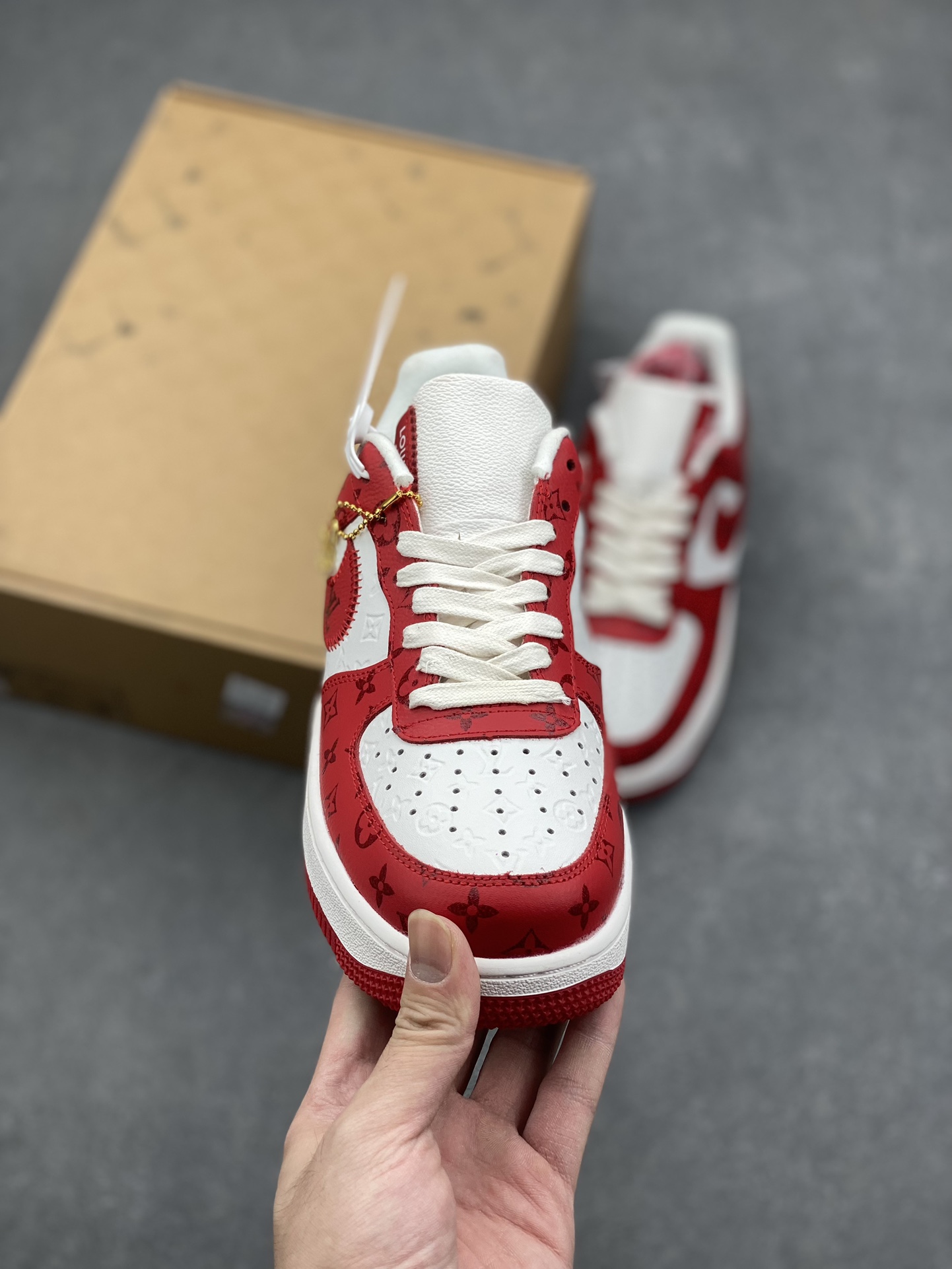 Louis Vuitton x Air Force 1 Low Red Monogram Sneakers Authentic Design 3 i1727629530 1485 8