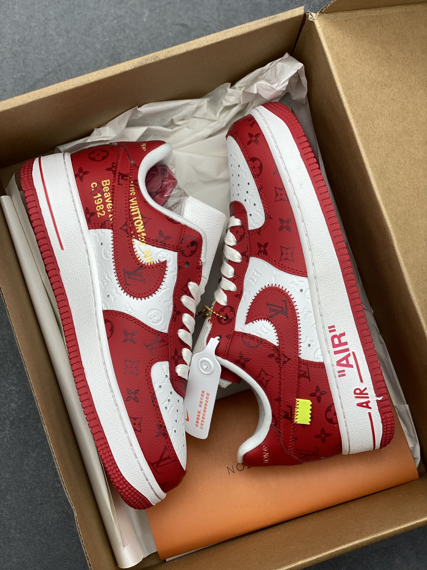 Louis Vuitton x Air Force 1 Low Red Monogram Sneakers Authentic Design 10 i1727629530 3686 6
