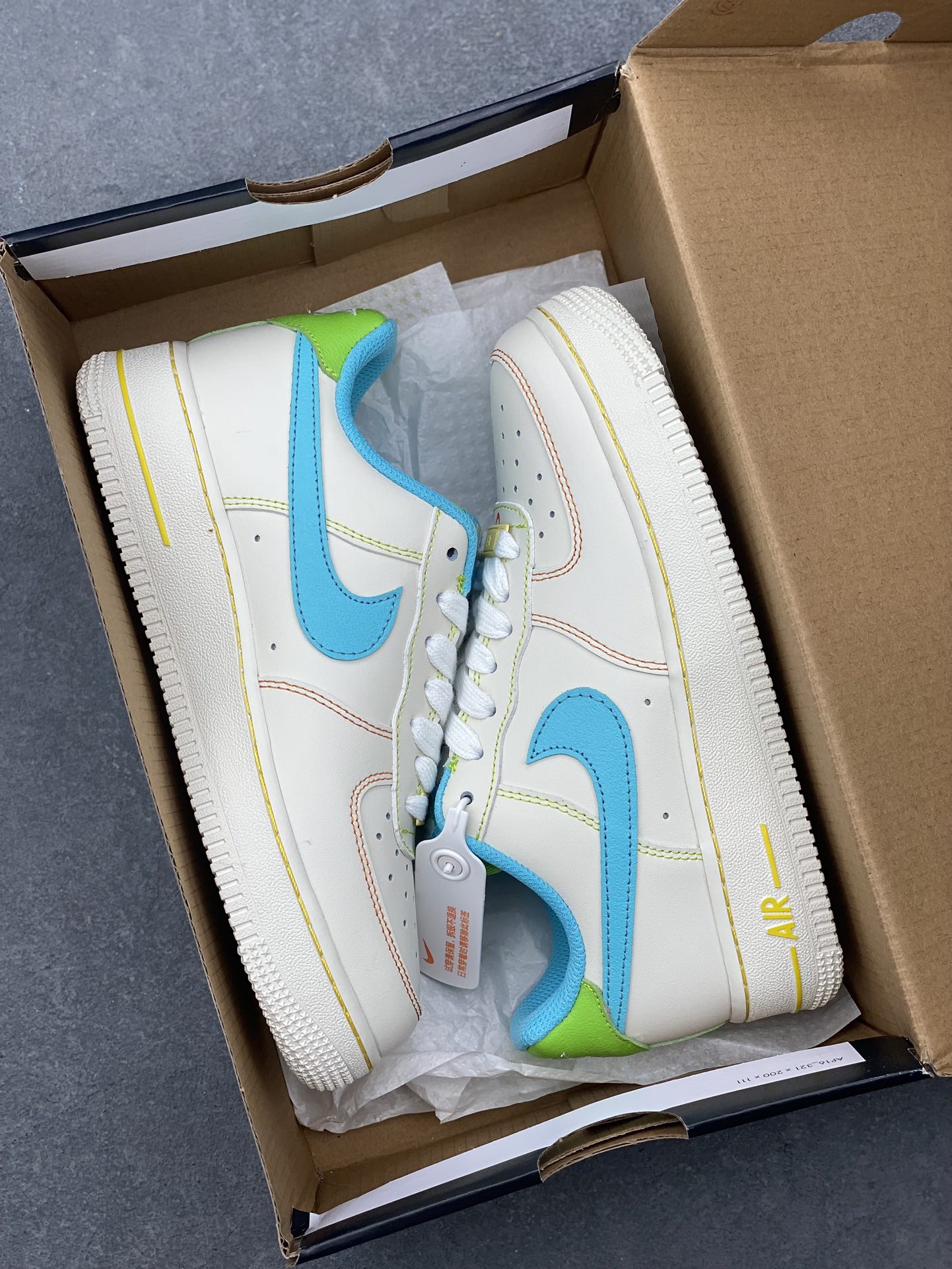Nike Air Force 1 Low Blue Yellow Red Stitching Sneakers - FJ4614-100 10 i1727993667 4384 4