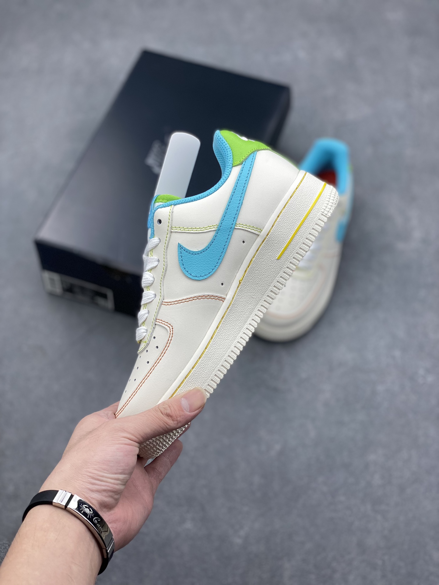 Nike Air Force 1 Low Blue Yellow Red Stitching Sneakers - FJ4614-100 4 i1727993667 6387 1