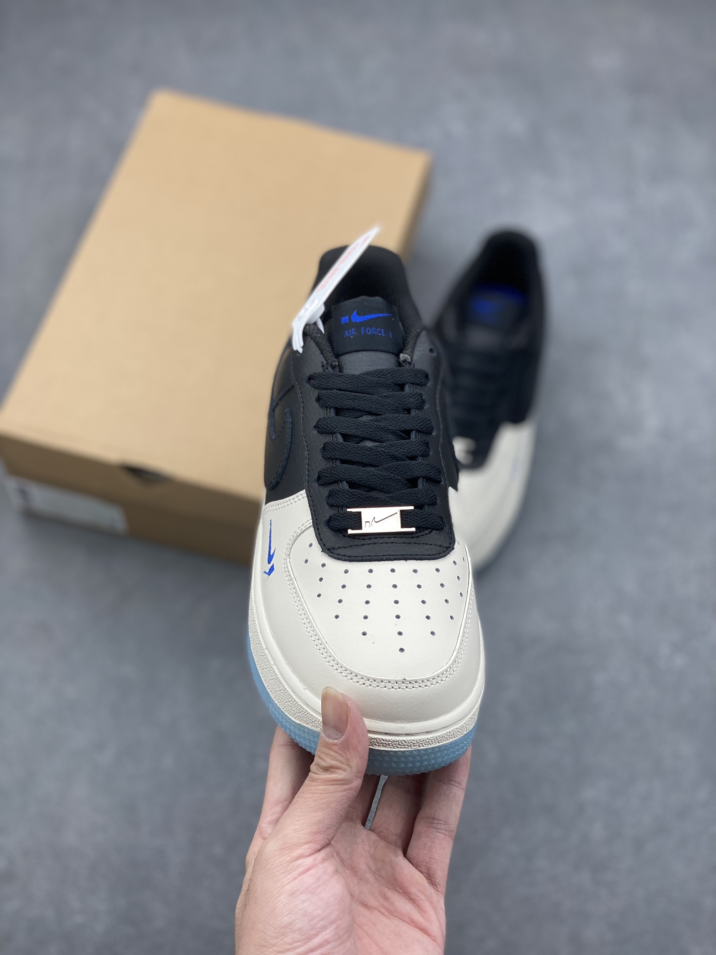 Nike Air Force 1 Low Black White Blue Hook Sneakers - Style & Comfort 3 i1727994252 3647 6