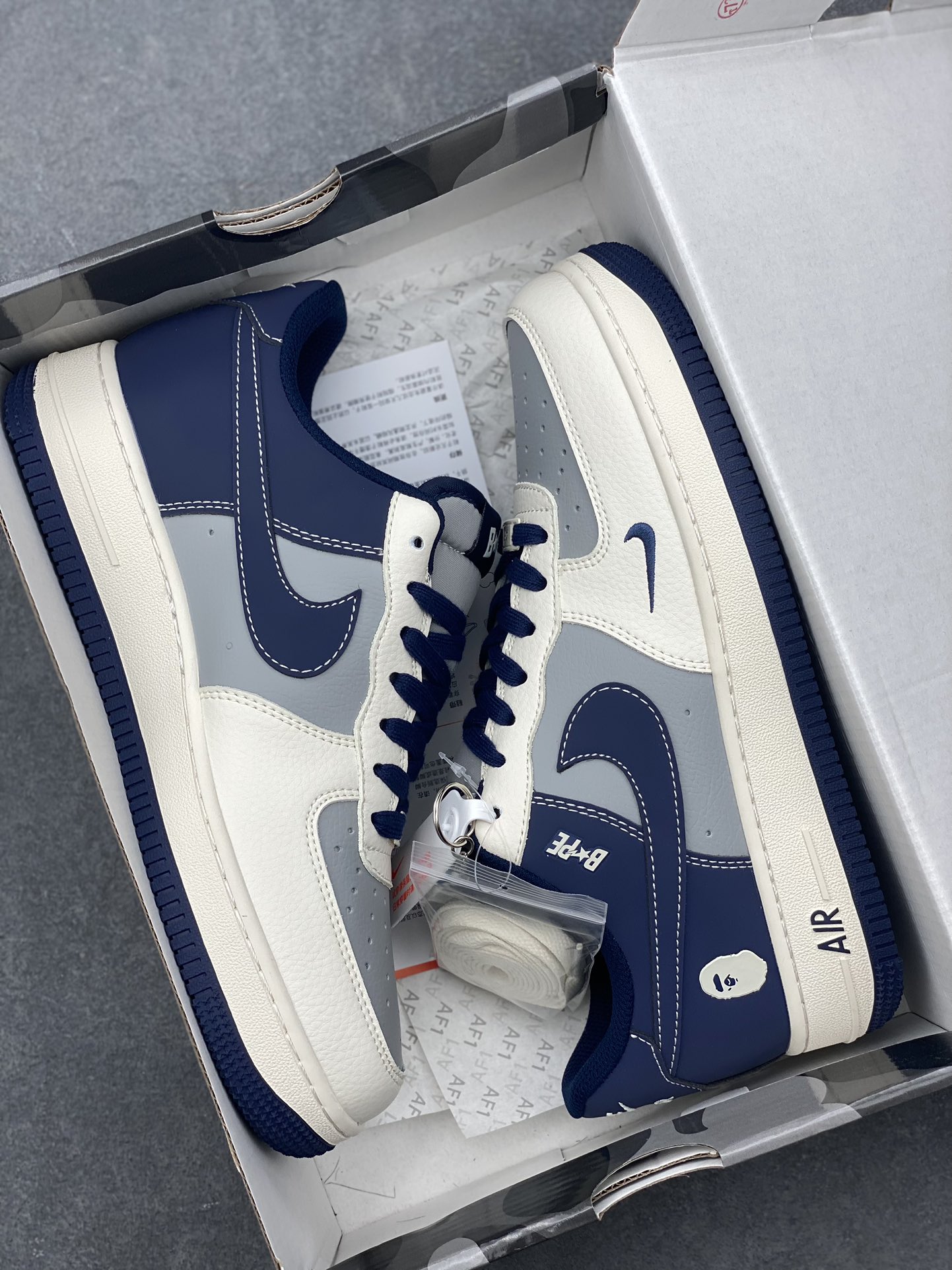 Nike Air Force 1 '07 Low Bape Deep Blue Grey Sneakers - Limited Edition 10 i1728161988 510 5