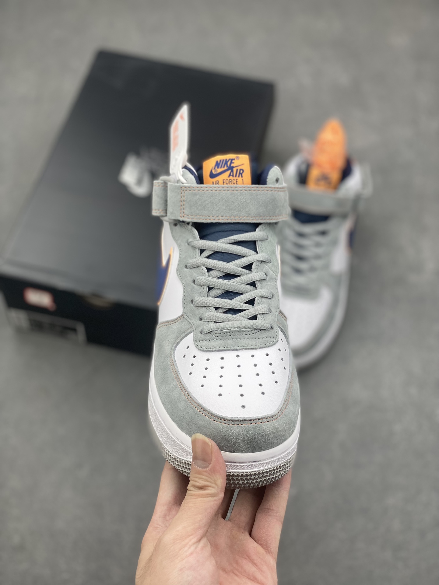 Nike Air Force 1 Mid Grey Blue Orange Suede Casual Shoes CQ5059-203 3 i1728250503 1124 7