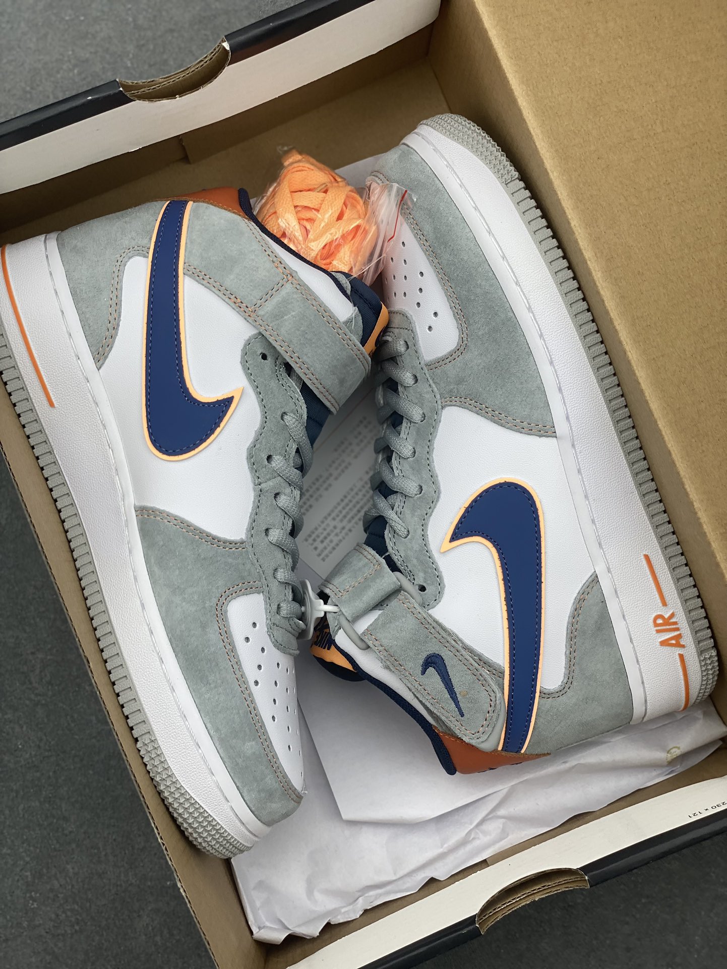 Nike Air Force 1 Mid Grey Blue Orange Suede Casual Shoes CQ5059-203 10 i1728250503 1675 8
