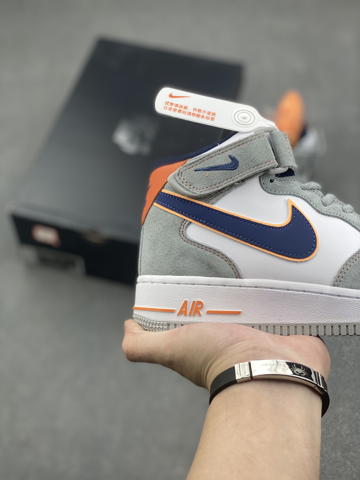 Nike Air Force 1 Mid Grey Blue Orange Suede Casual Shoes CQ5059-203 6 i1728250503 645 1