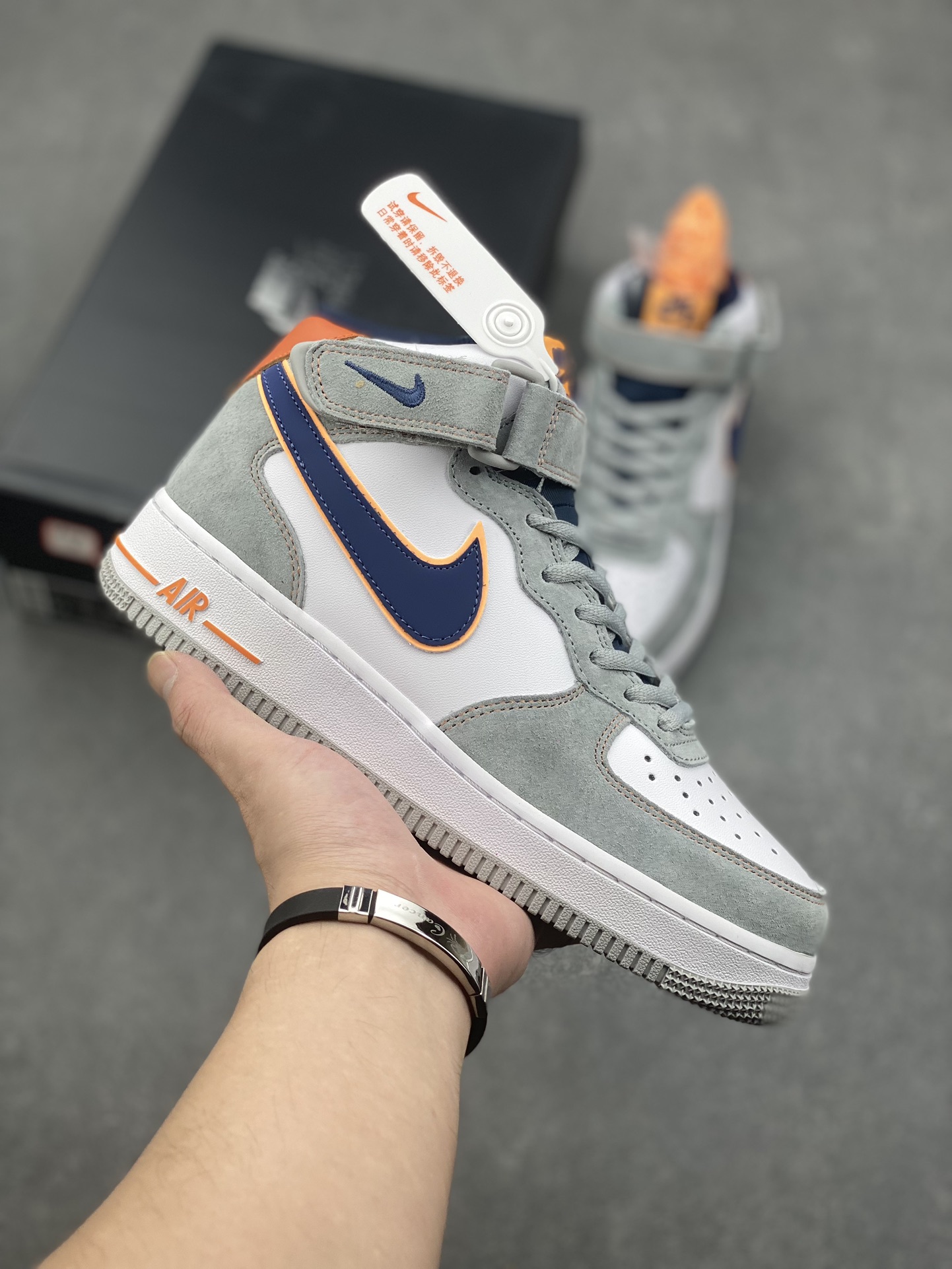 Nike Air Force 1 Mid Grey Blue Orange Suede Casual Shoes CQ5059-203 2 i1728250503 7885 3