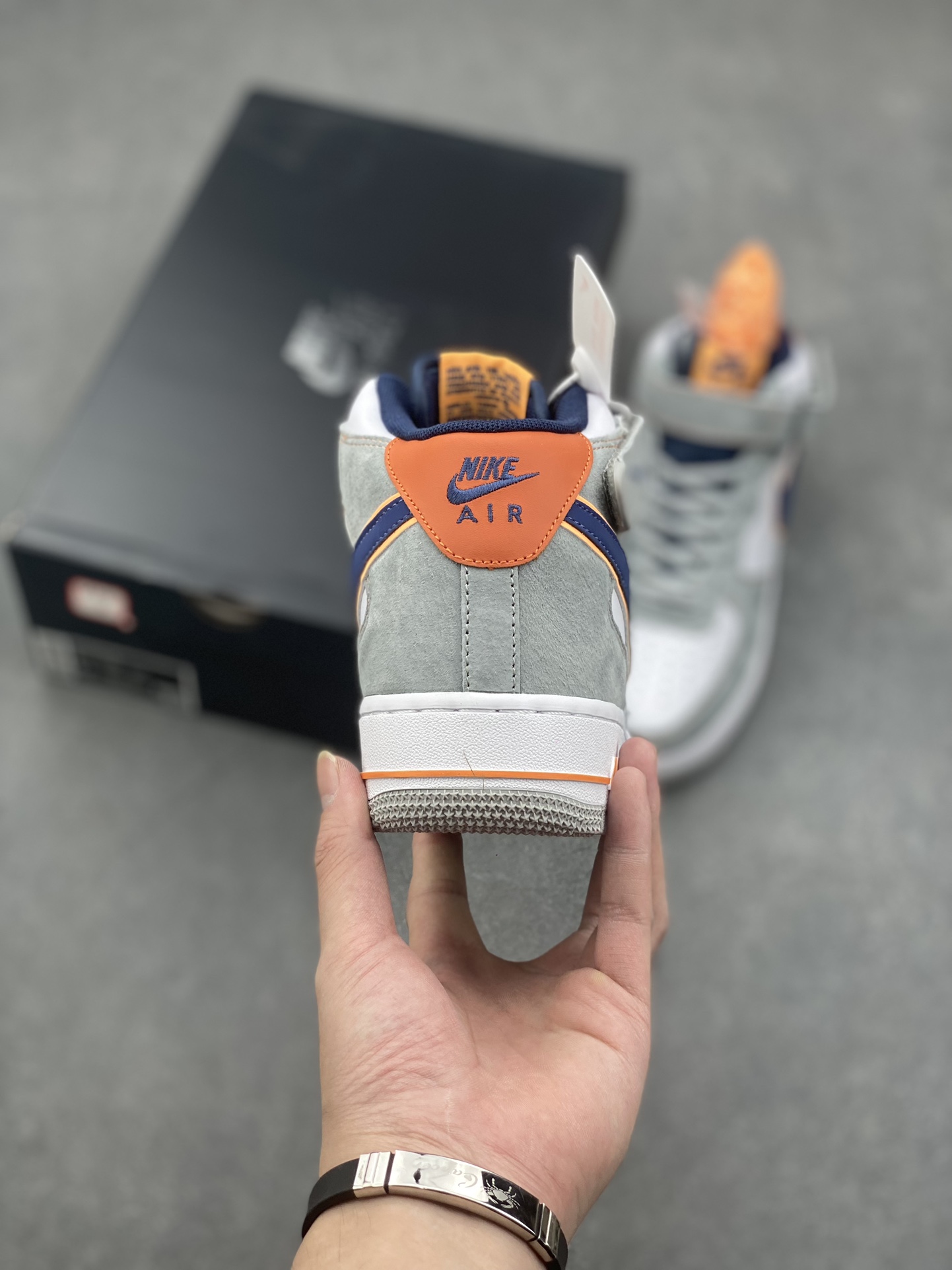 Nike Air Force 1 Mid Grey Blue Orange Suede Casual Shoes CQ5059-203 5 i1728250503 8572 4