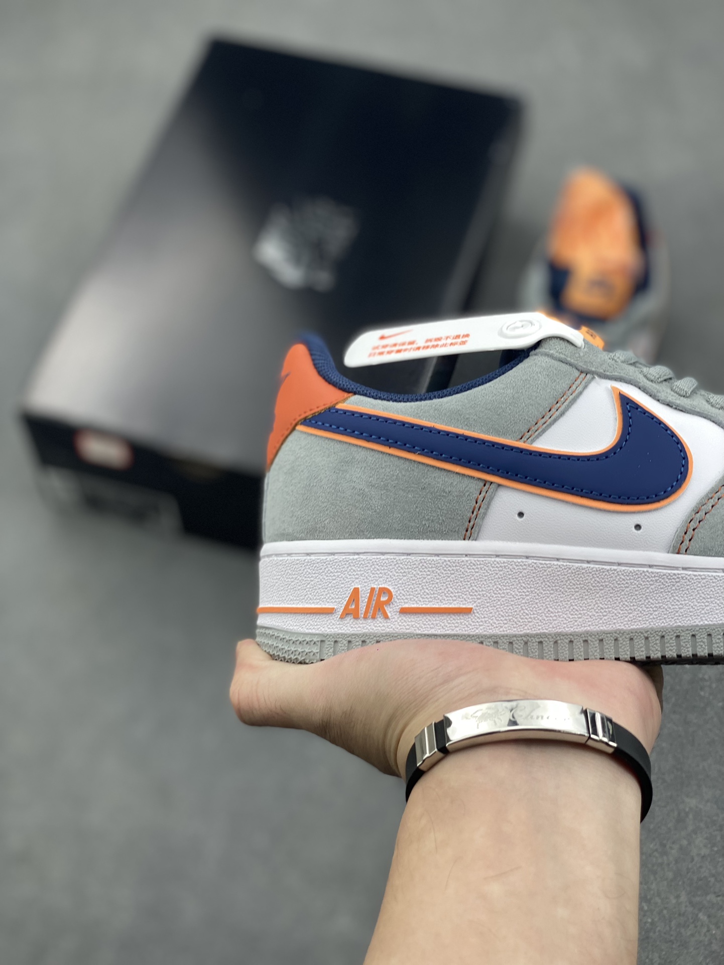 Nike Air Force 1 '07 Grey Blue Orange Suede Low-Top Casual Sneakers 6 i1728670760 2362 3