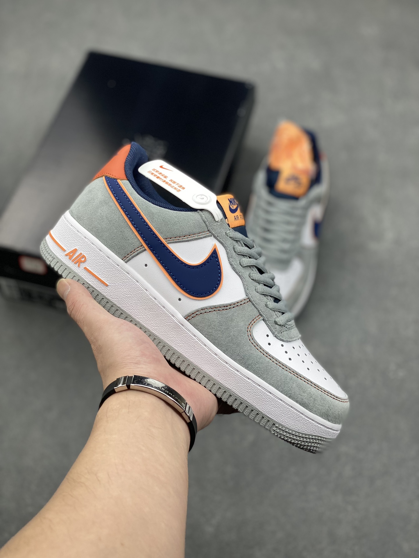 Nike Air Force 1 '07 Grey Blue Orange Suede Low-Top Casual Sneakers 2 i1728670760 4317 4