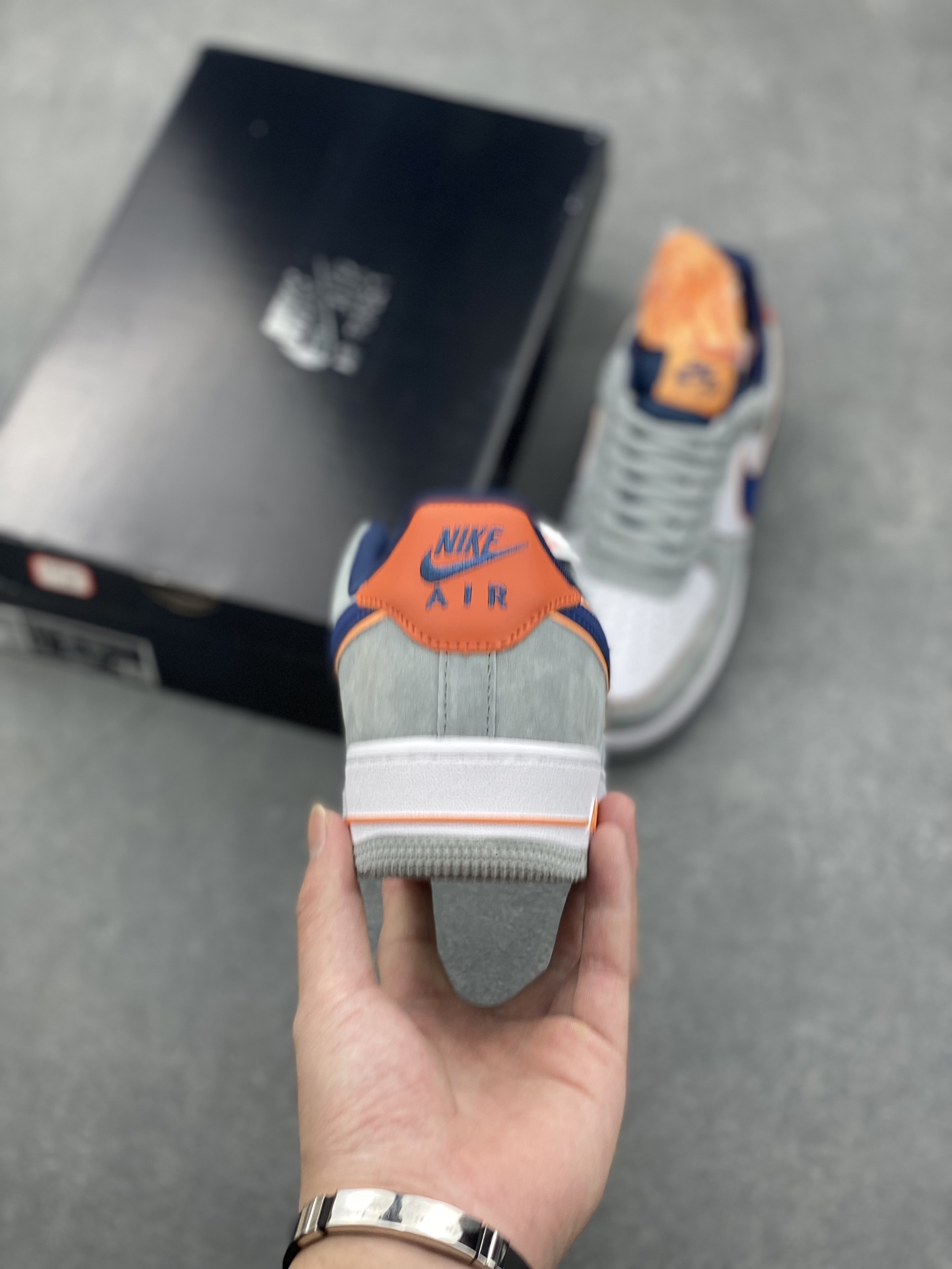 Nike Air Force 1 '07 Grey Blue Orange Suede Low-Top Casual Sneakers 5 i1728670760 432 0