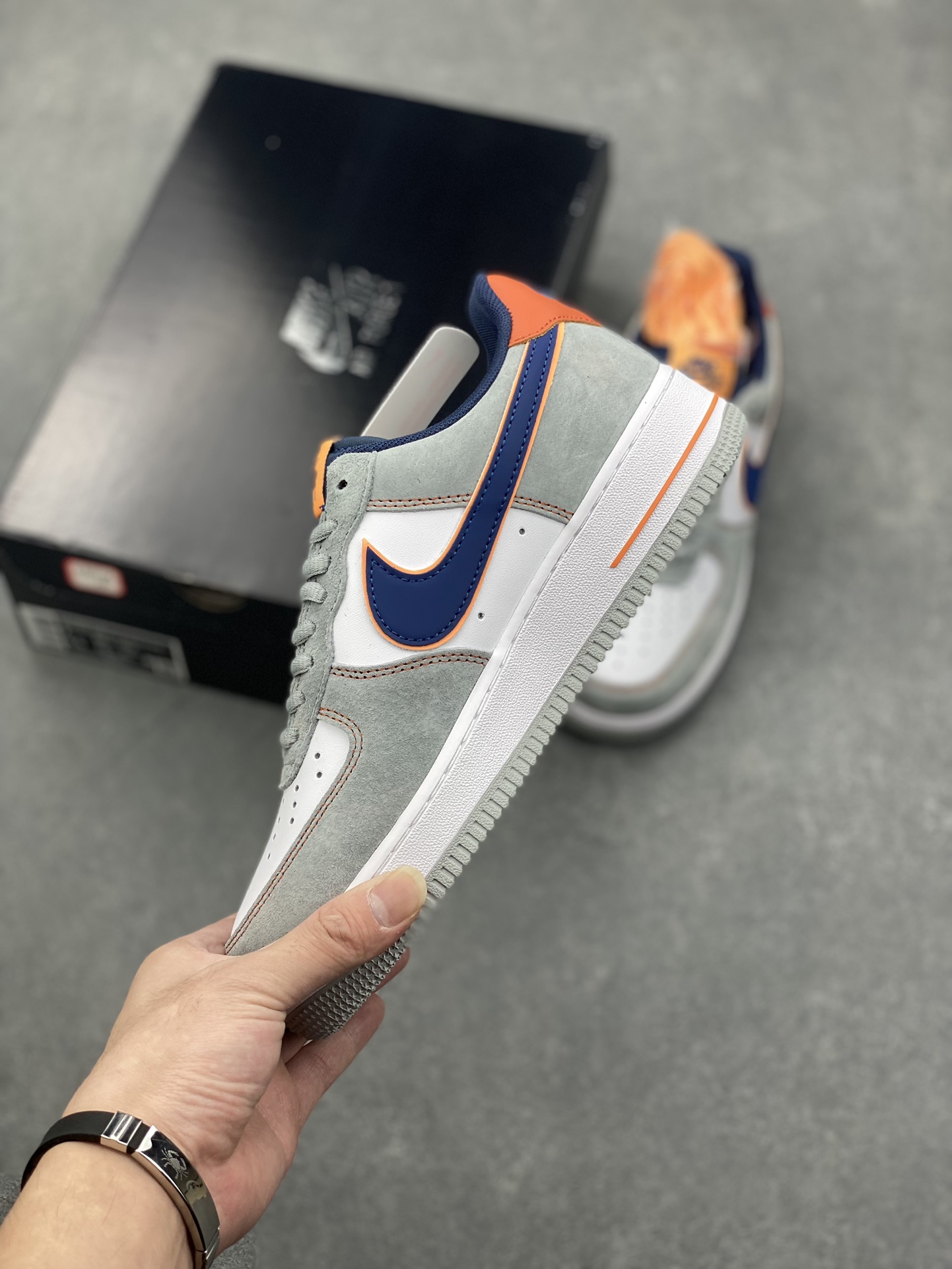 Nike Air Force 1 '07 Grey Blue Orange Suede Low-Top Casual Sneakers 4 i1728670761 1324 6