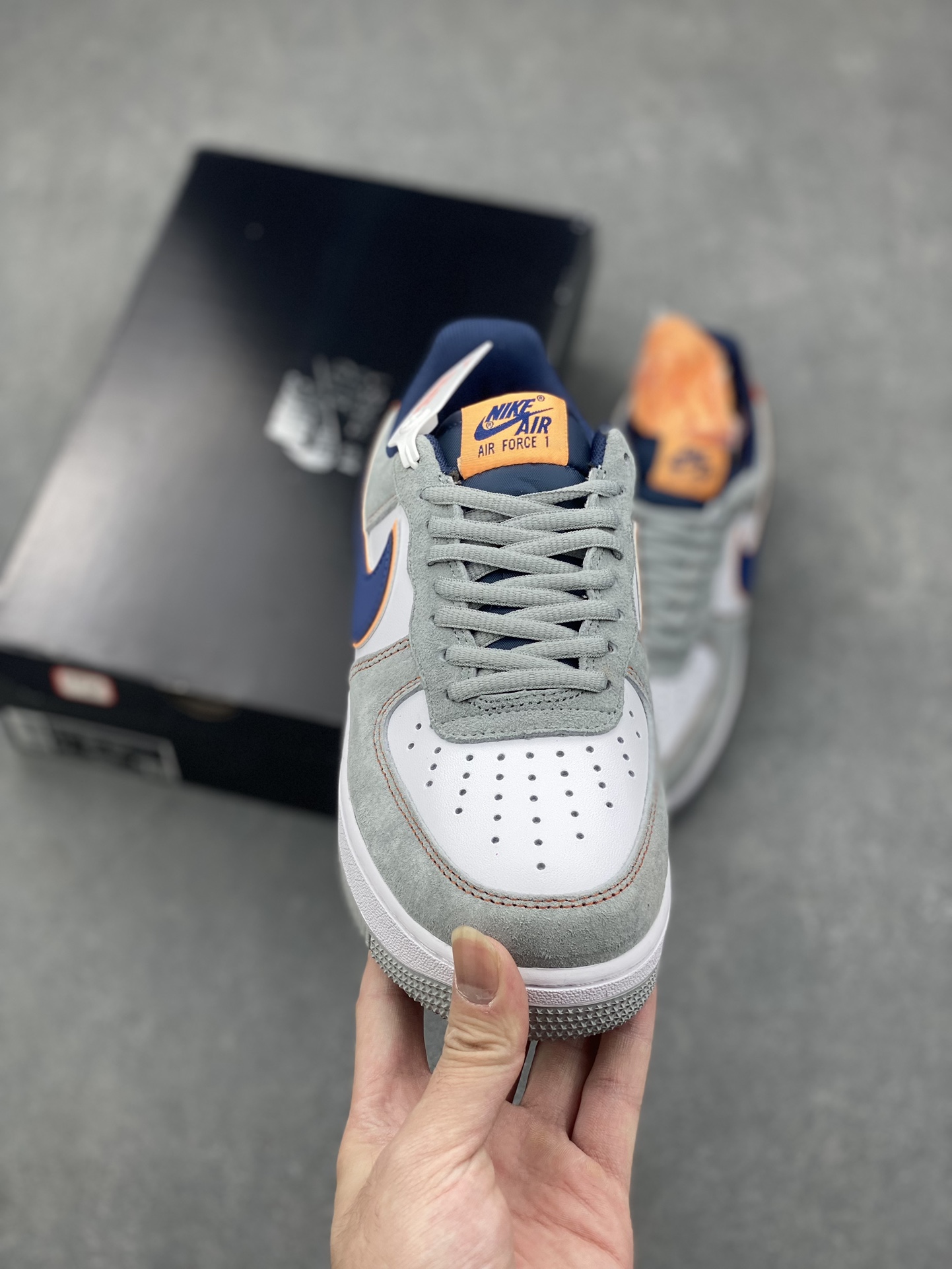 Nike Air Force 1 '07 Grey Blue Orange Suede Low-Top Casual Sneakers 3 i1728670761 7877 5