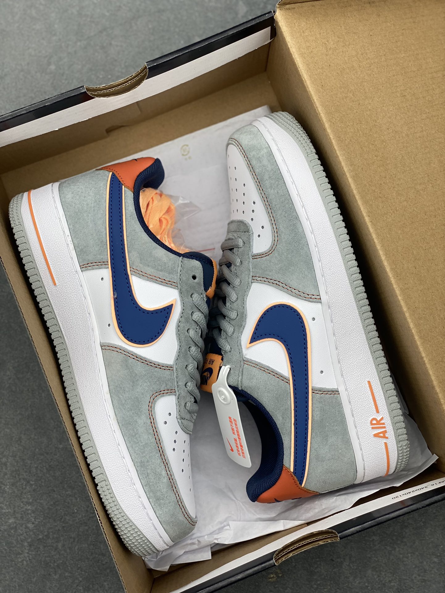 Nike Air Force 1 '07 Grey Blue Orange Suede Low-Top Casual Sneakers 10 i1728670761 936 8