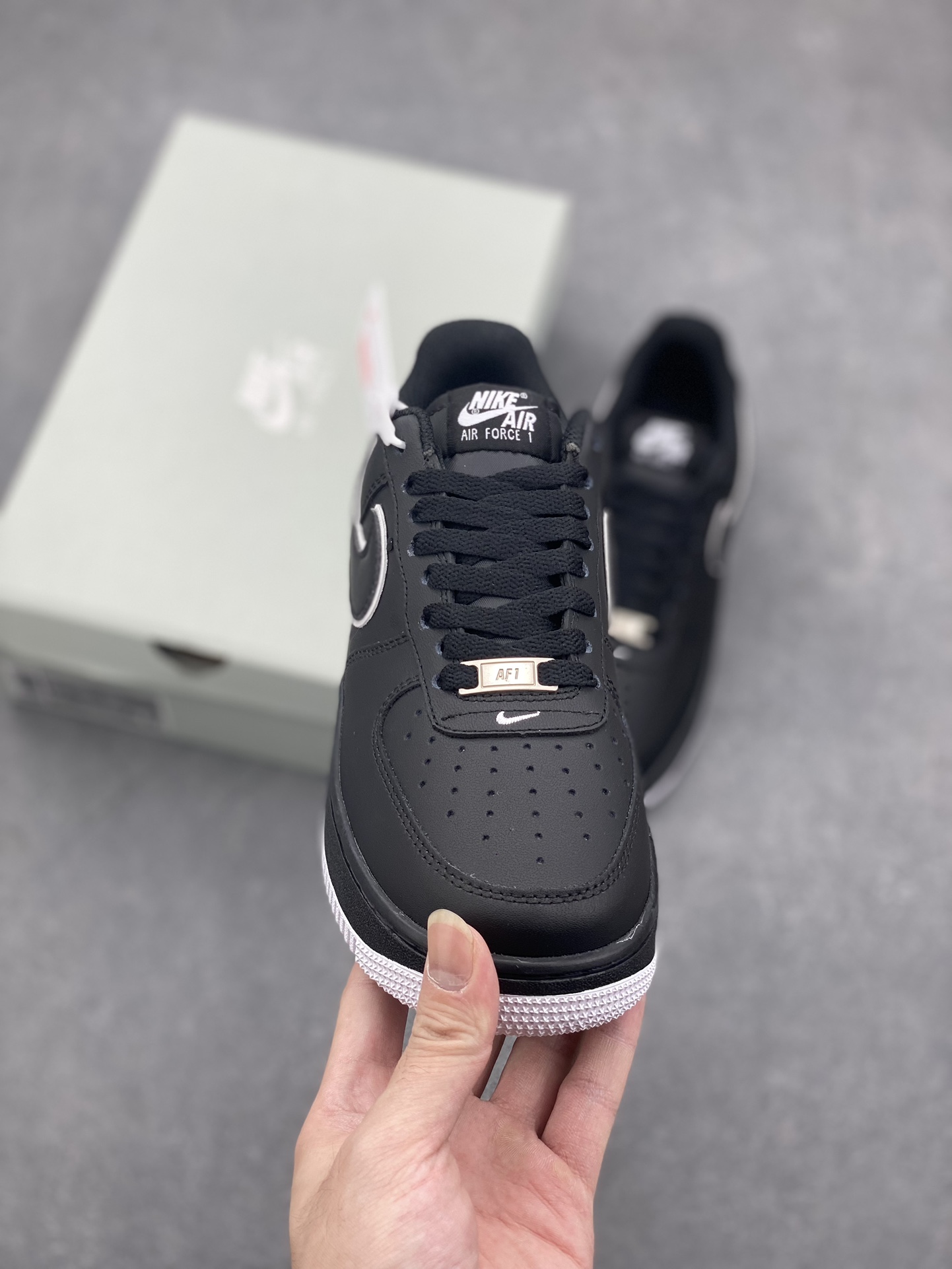 Nike Air Force 1 '07 Low Black/White Overlay Swoosh - Classic Sneakers 3 i1728762701 3594 2