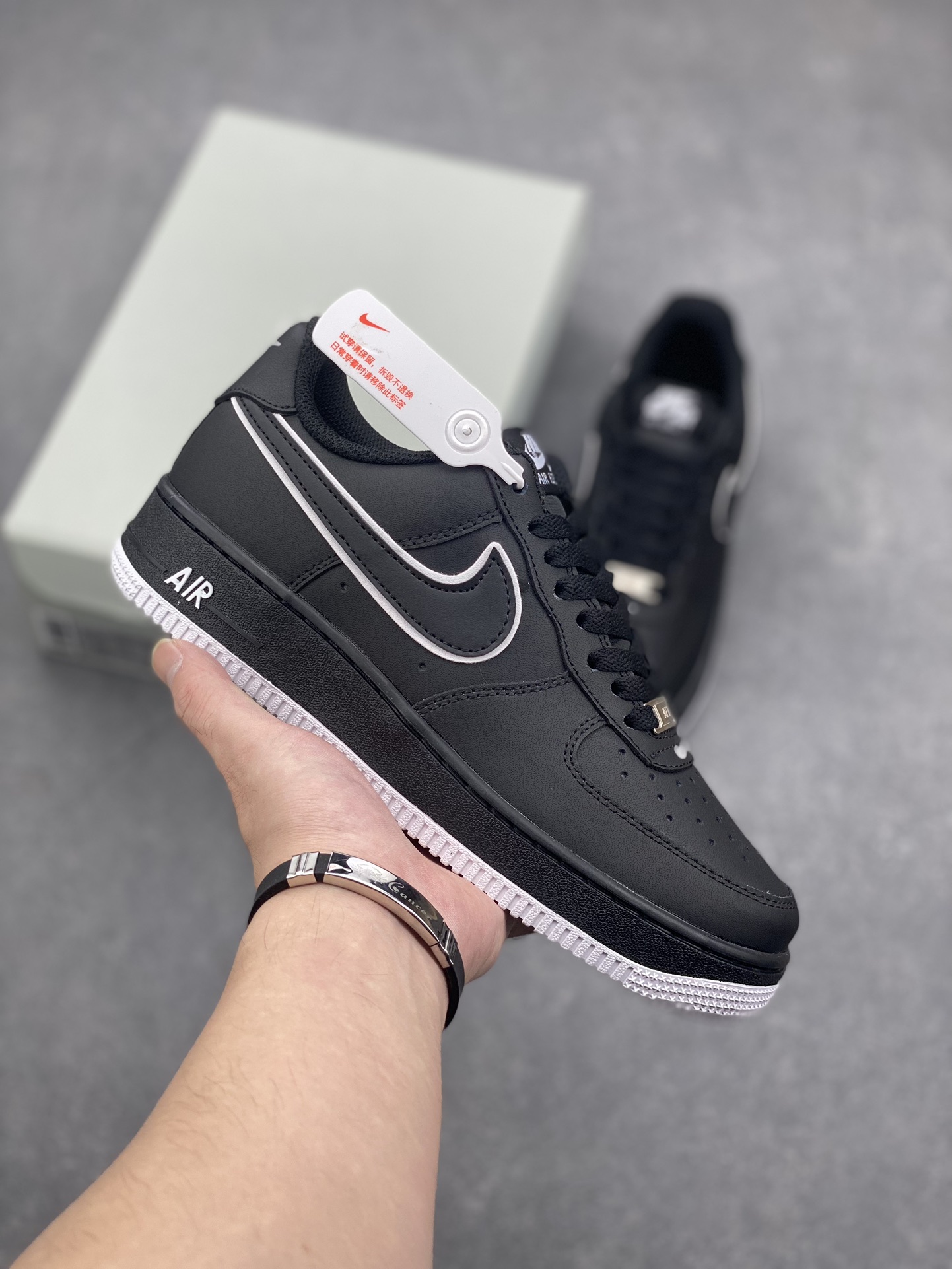 Nike Air Force 1 '07 Low Black/White Overlay Swoosh - Classic Sneakers 2 i1728762702 327 5