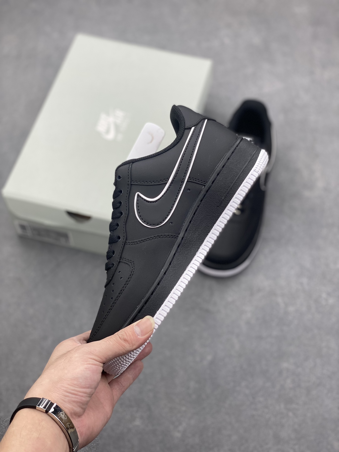 Nike Air Force 1 '07 Low Black/White Overlay Swoosh - Classic Sneakers 4 i1728762702 4221 8