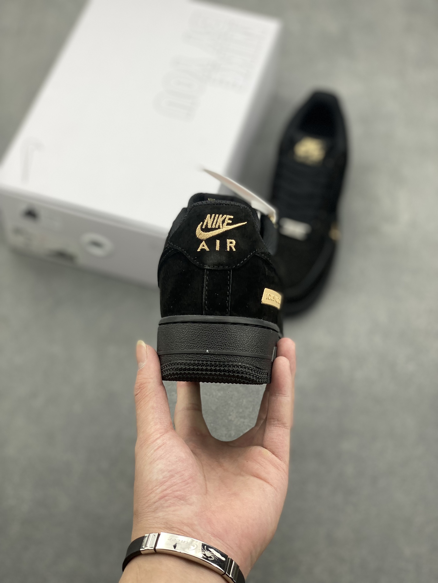 NK Air Force 1 '07 Low Custom Black Leather Sneakers with Accessories 5 i1729103729 3013 4