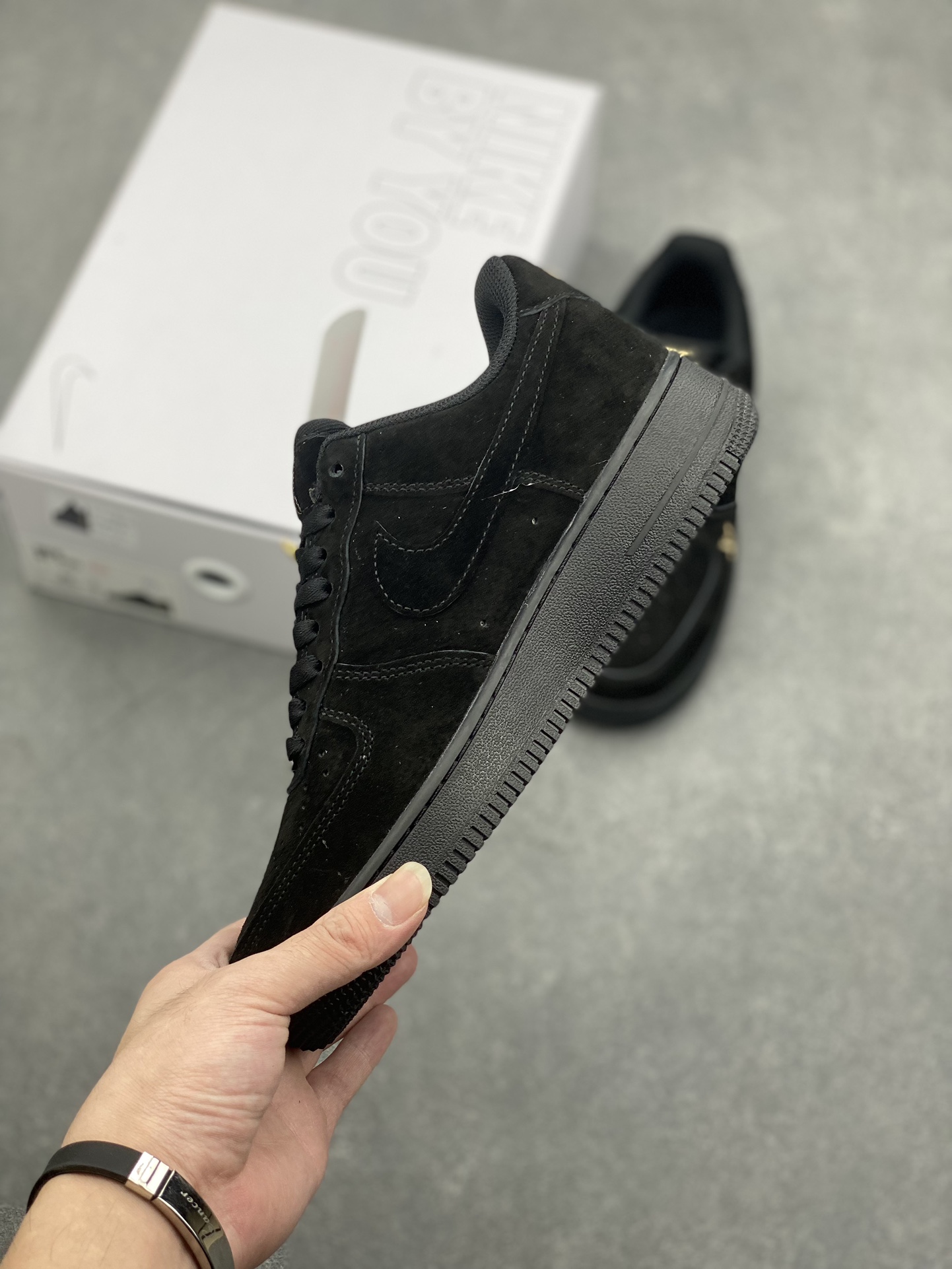 NK Air Force 1 '07 Low Custom Black Leather Sneakers with Accessories 4 i1729103729 4749 5
