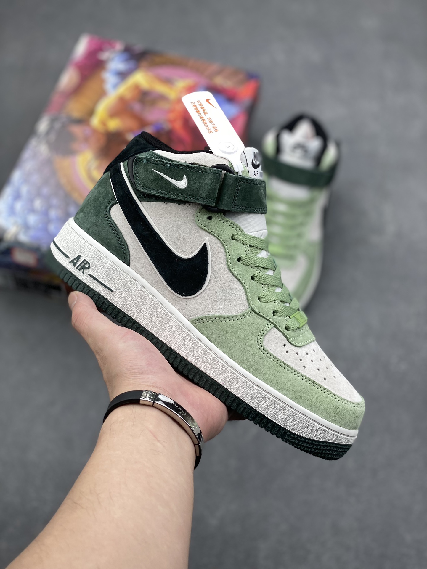 Nike Air Force 1 MID Black Army Green Suede Low Casual Sneakers 2 i1729268089 567 4