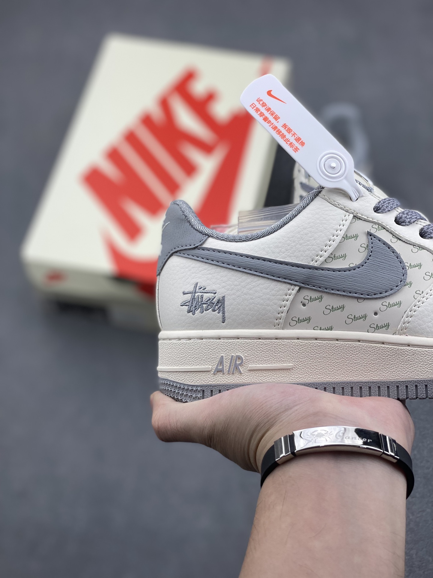 Nike Air Force 1 '07 Low Stussy Collab Sneakers - Off-White/Grey, All Sizes 6 i1730739452 106 6
