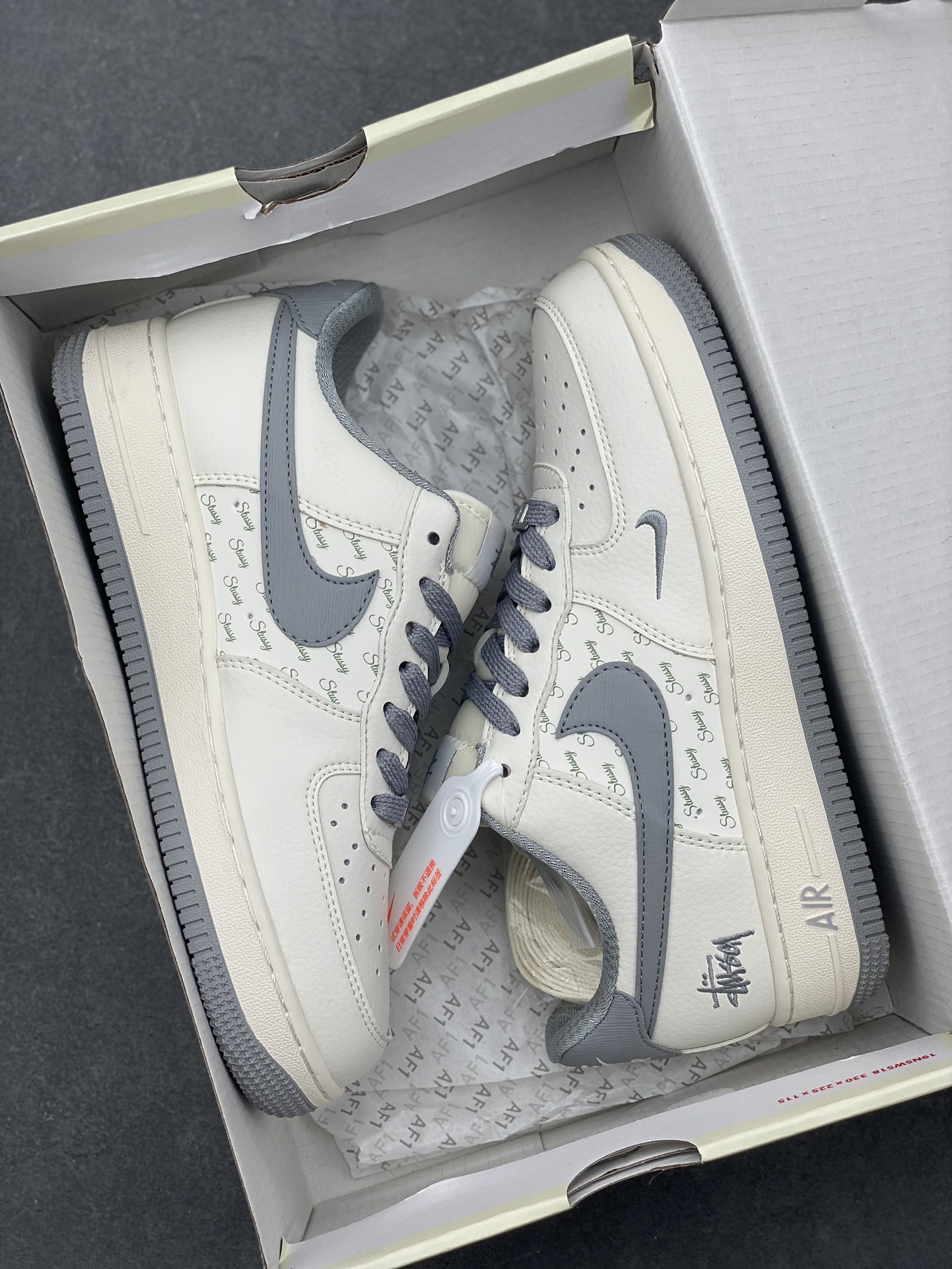 Nike Air Force 1 '07 Low Stussy Collab Sneakers - Off-White/Grey, All Sizes 10 i1730739452 5279 5