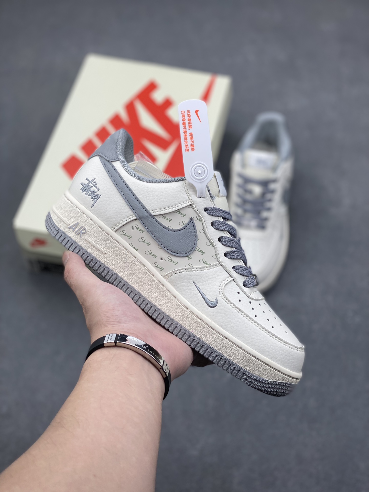 Nike Air Force 1 '07 Low Stussy Collab Sneakers - Off-White/Grey, All Sizes 2 i1730739452 7303 7