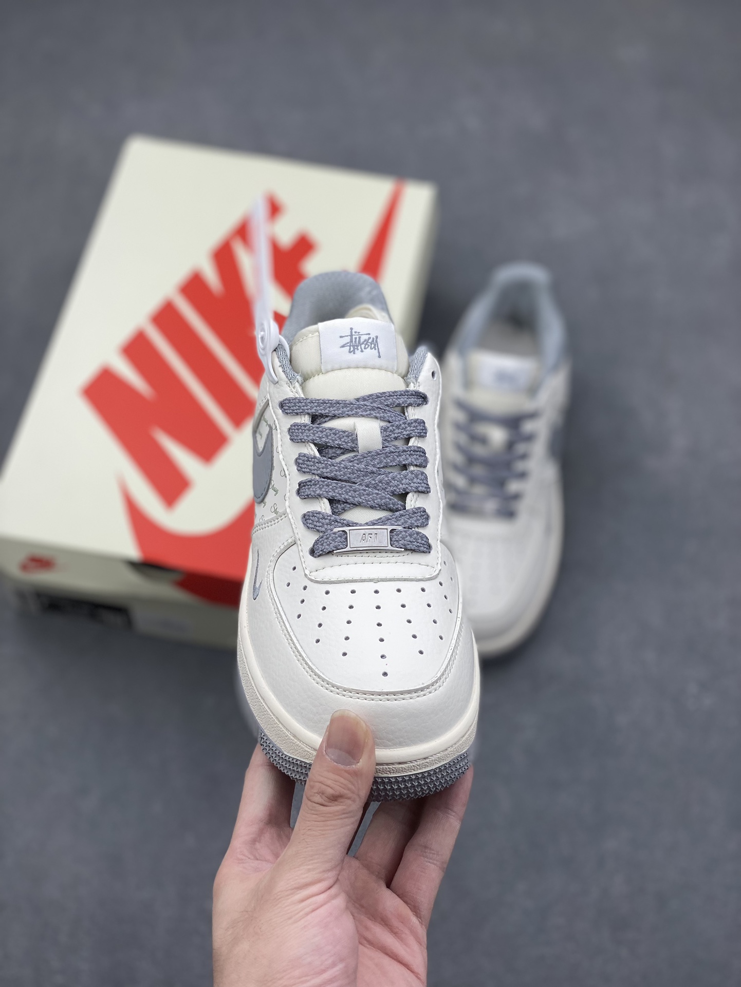 Nike Air Force 1 '07 Low Stussy Collab Sneakers - Off-White/Grey, All Sizes 3 i1730739452 9286 0