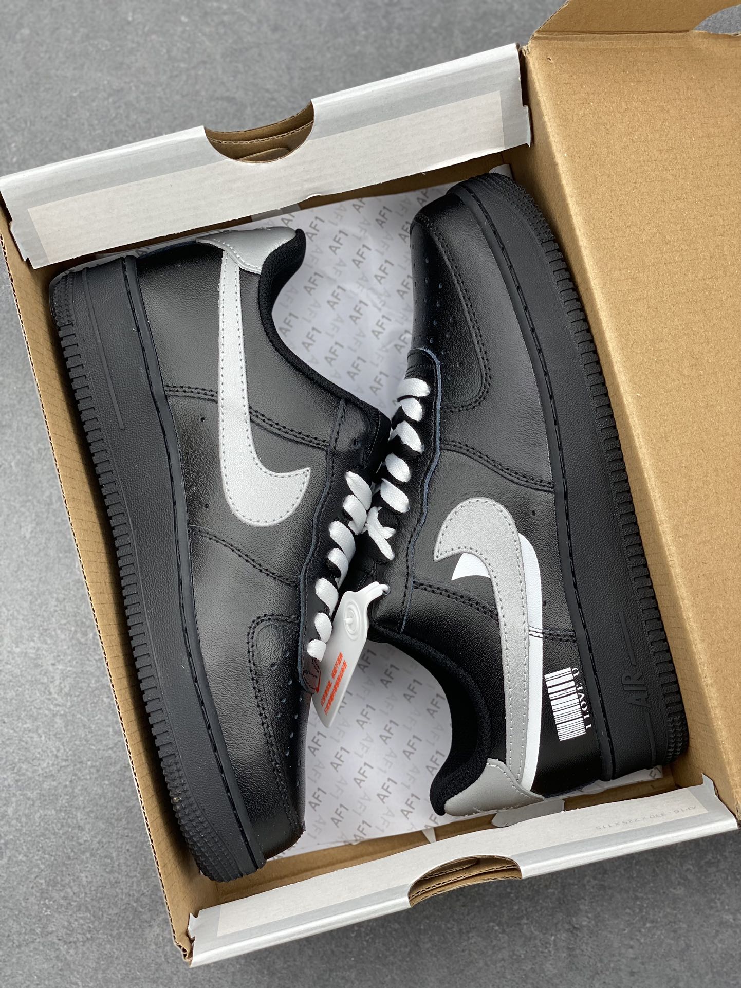 Nike Air Force 1 Low Black/Silver Double Swoosh Men's/Women's Shoes 10 i1731183172 1209 0