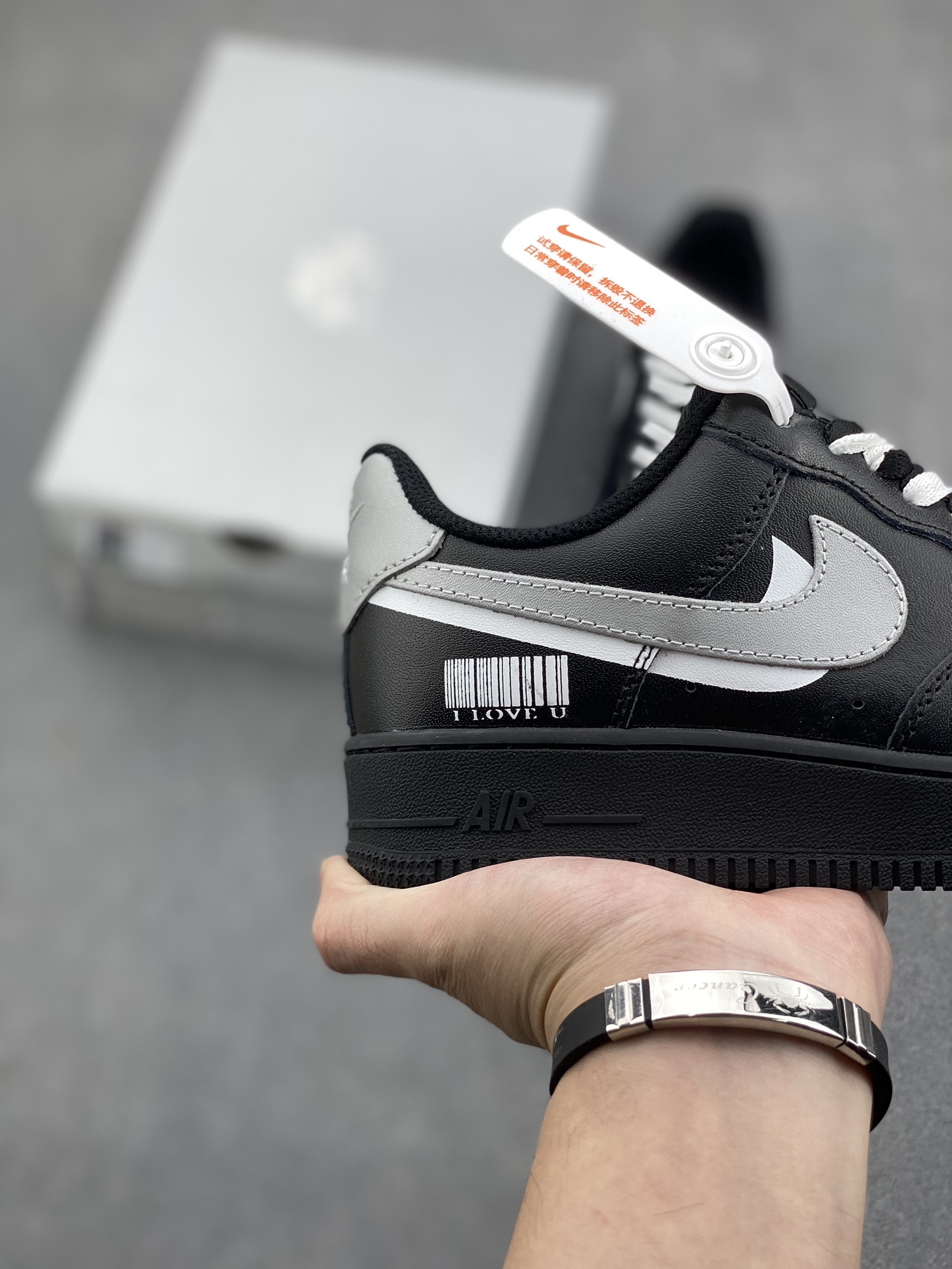 Nike Air Force 1 Low Black/Silver Double Swoosh Men's/Women's Shoes 6 i1731183172 428 1