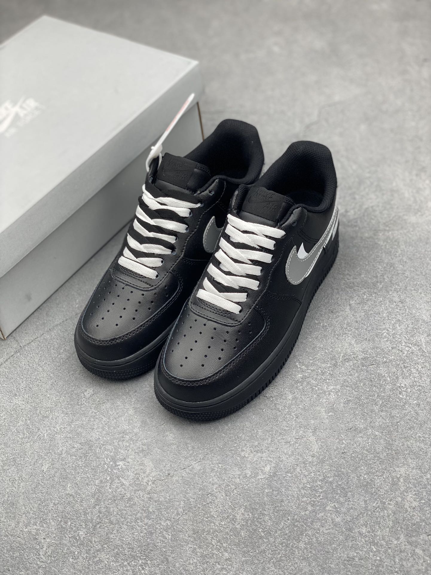 Nike Air Force 1 Low Black/Silver Double Swoosh Men's/Women's Shoes 9 i1731183172 9622 3