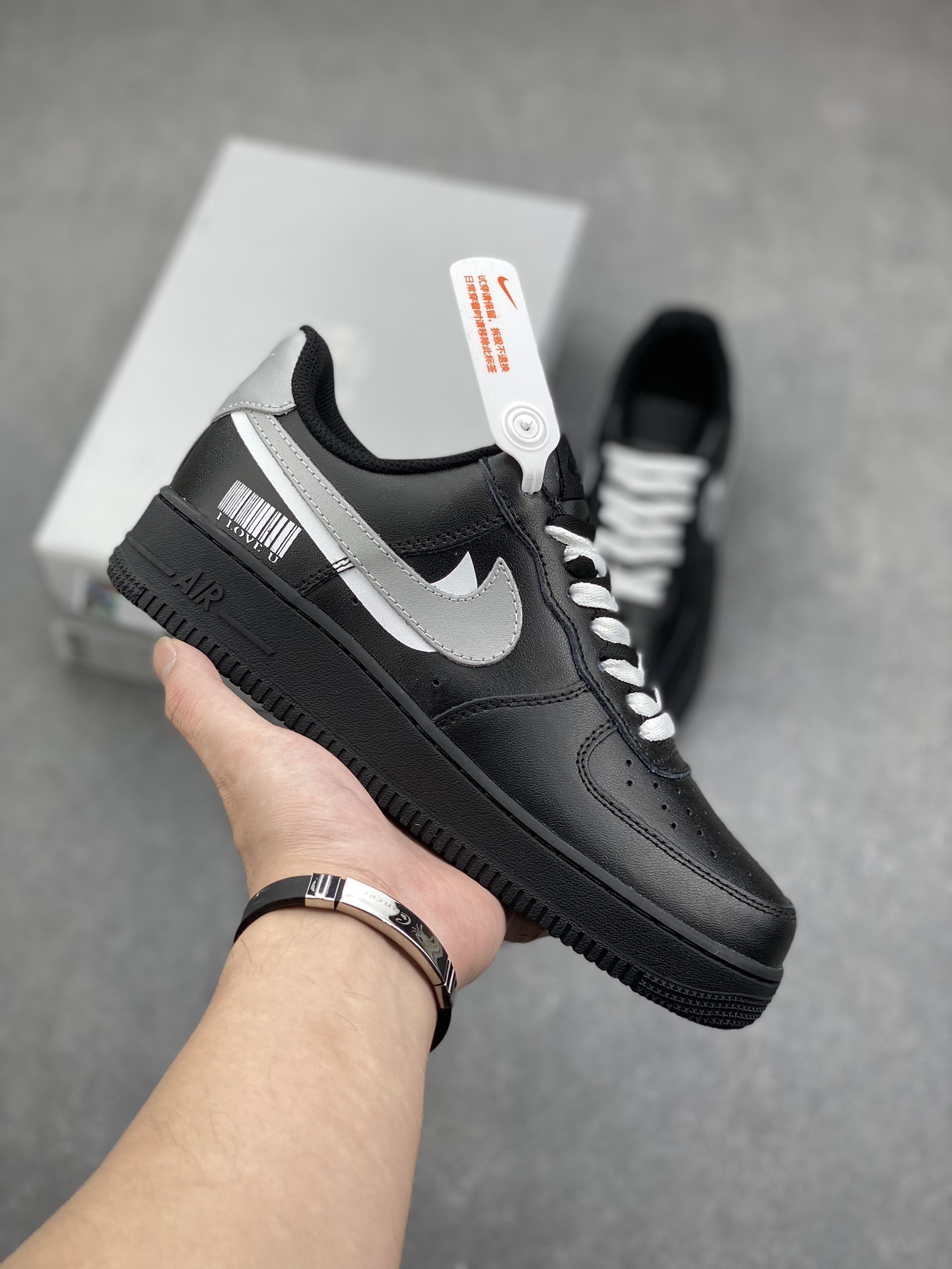 Nike Air Force 1 Low Black/Silver Double Swoosh Men's/Women's Shoes 2 i1731183173 2264 6
