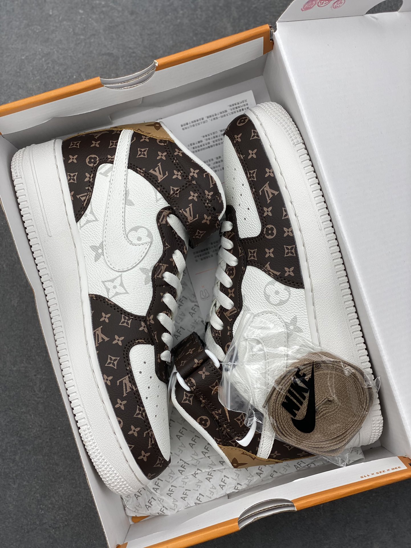 Nike Air Force 1 '07 Low Louis Vuitton Collab Sneakers - Cream/Brown 10 i1731183353 8390 7