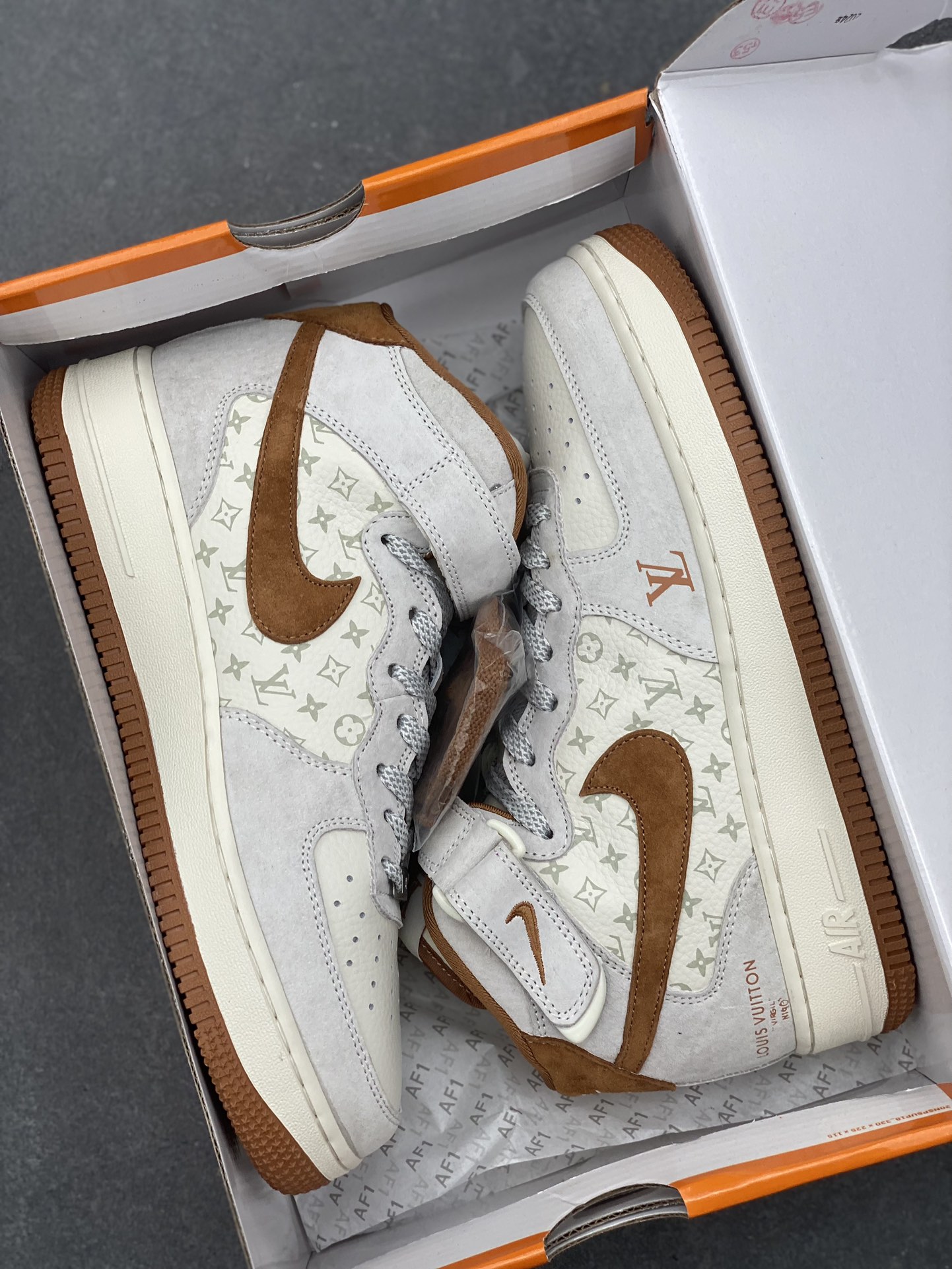 Nike Air Force 1 Mid '07 LV Collab Sneakers - Brown/Beige, Sizes 36-45 10 i1731517091 6381 2
