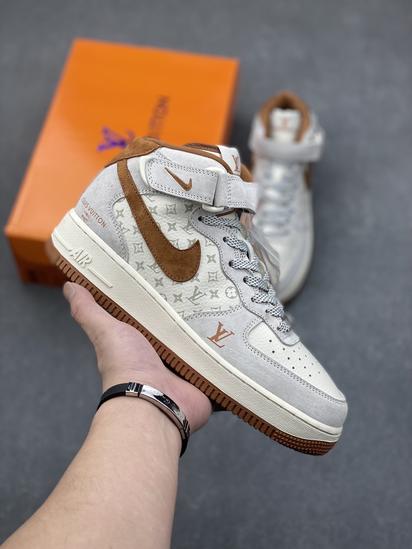 Nike Air Force 1 Mid '07 LV Collab Sneakers - Brown/Beige, Sizes 36-45 2 i1731517091 8090 0