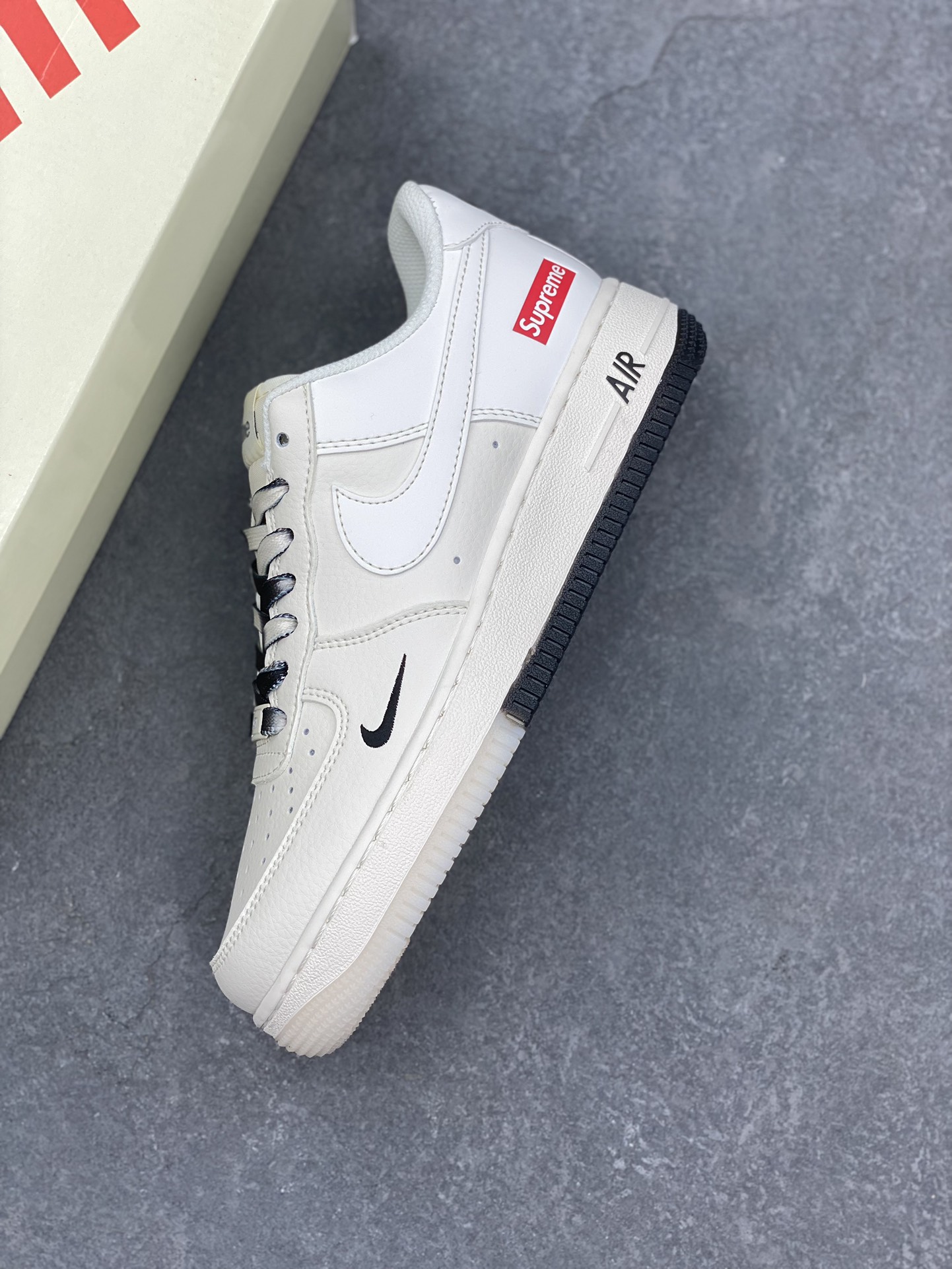 Nike Air Force 1 '07 Low Supreme Collab Sneakers - Cream/Black 8 i1731602205 3761 3