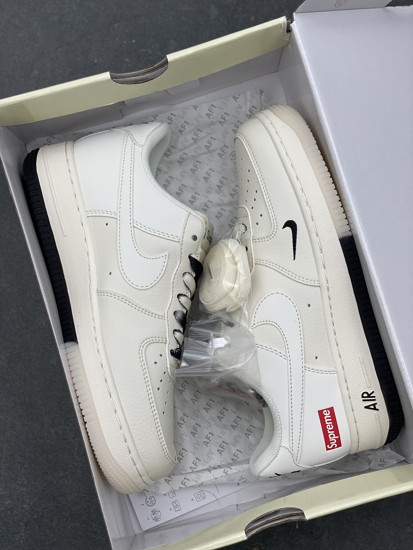 Nike Air Force 1 '07 Low Supreme Collab Sneakers - Cream/Black 10 i1731602205 9566 0