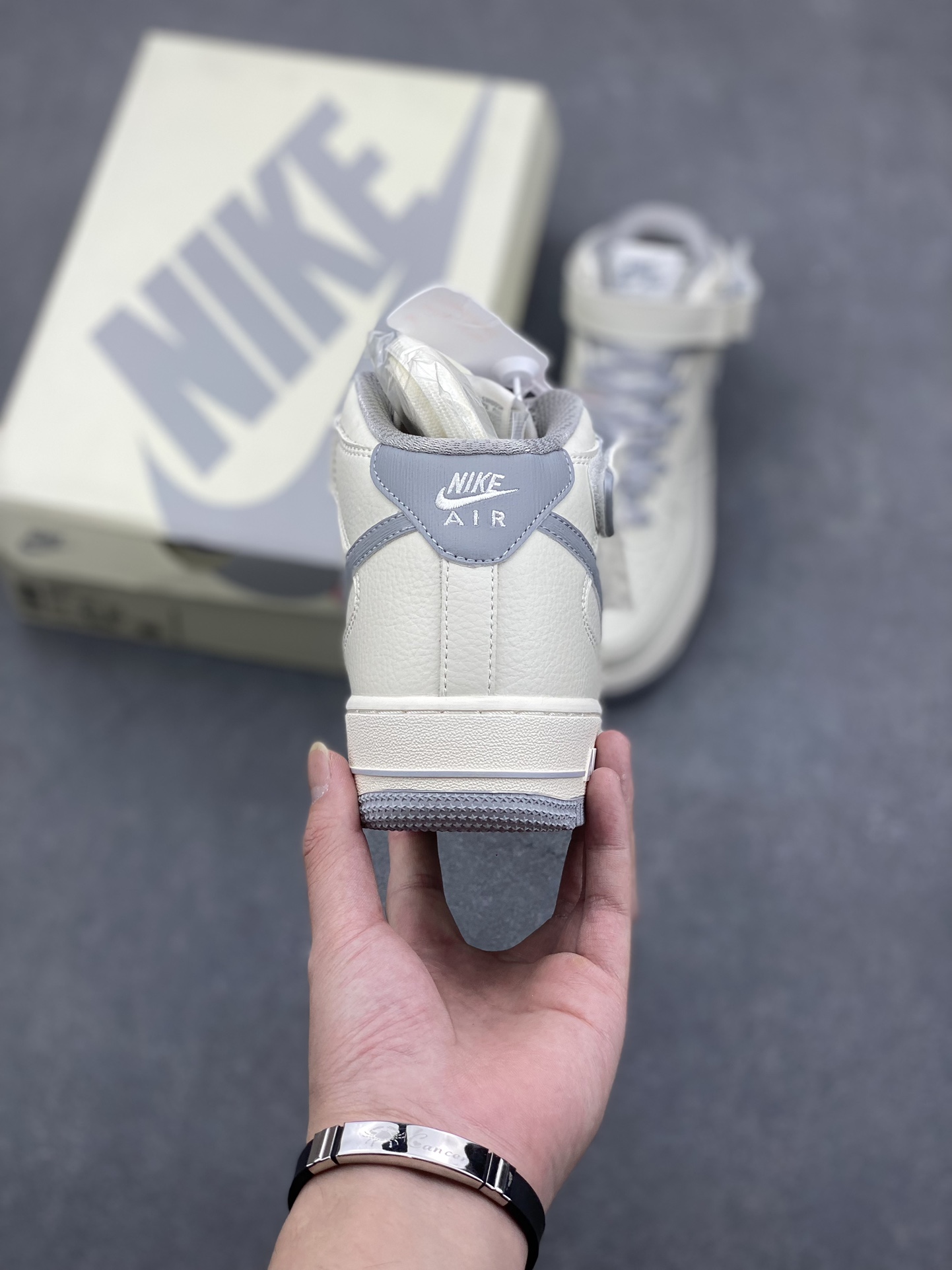 Nike Air Force 1 Mid '07 "Light Silver" Custom Leather Basketball Shoes 5 i1731774560 33 6