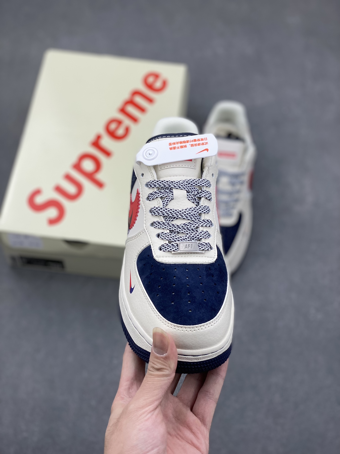 Nike Air Force 1 '07 Low Supreme Collab Sneakers - Red & Blue Double Swoosh 3 i1731774977 4998 3