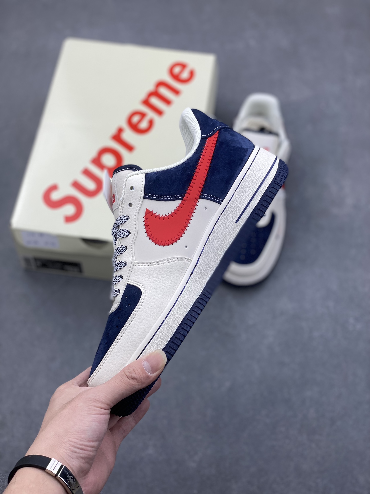 Nike Air Force 1 '07 Low Supreme Collab Sneakers - Red & Blue Double Swoosh 4 i1731774977 6309 4