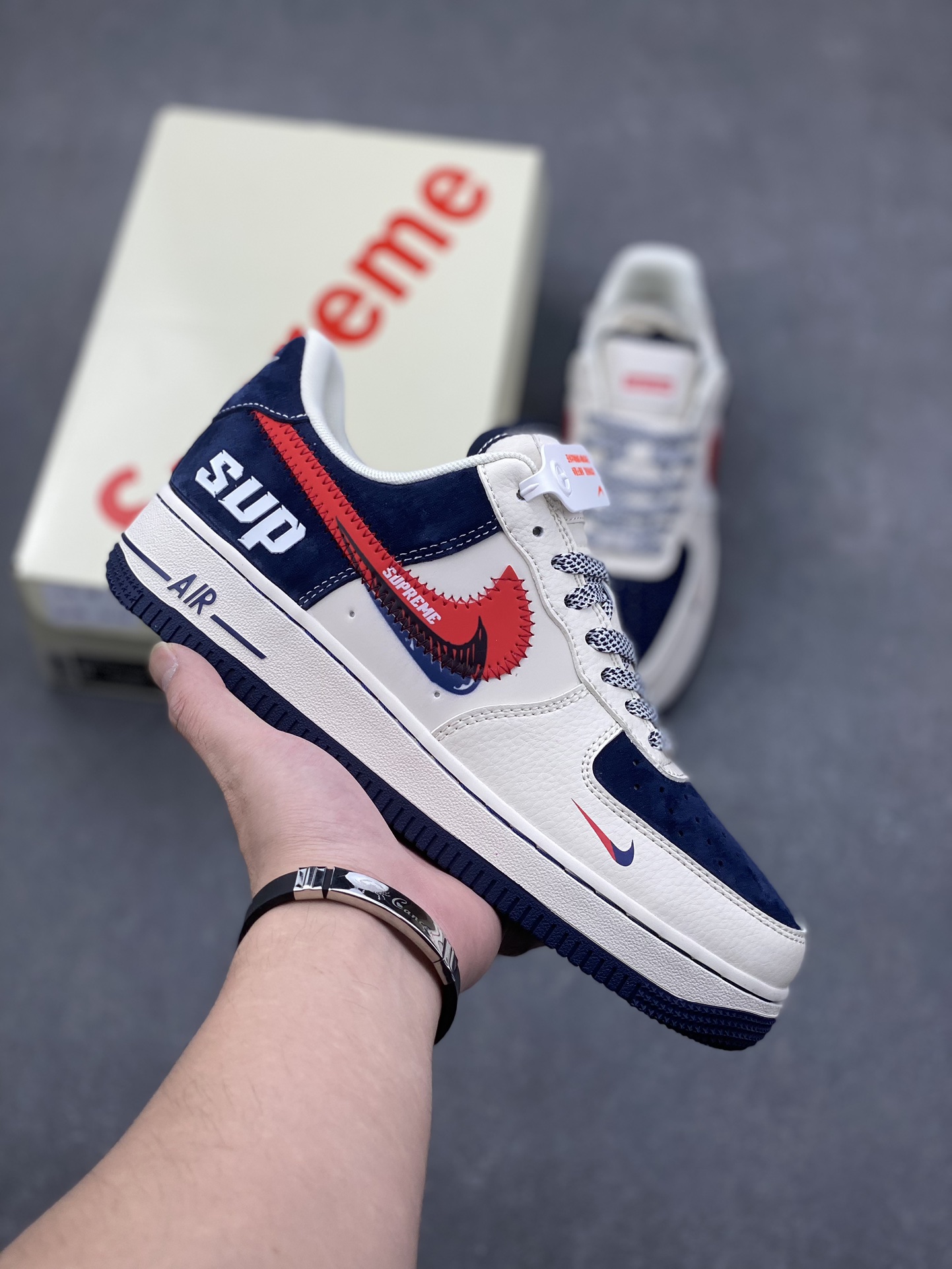 Nike Air Force 1 '07 Low Supreme Collab Sneakers - Red & Blue Double Swoosh 2 i1731774977 6673 1