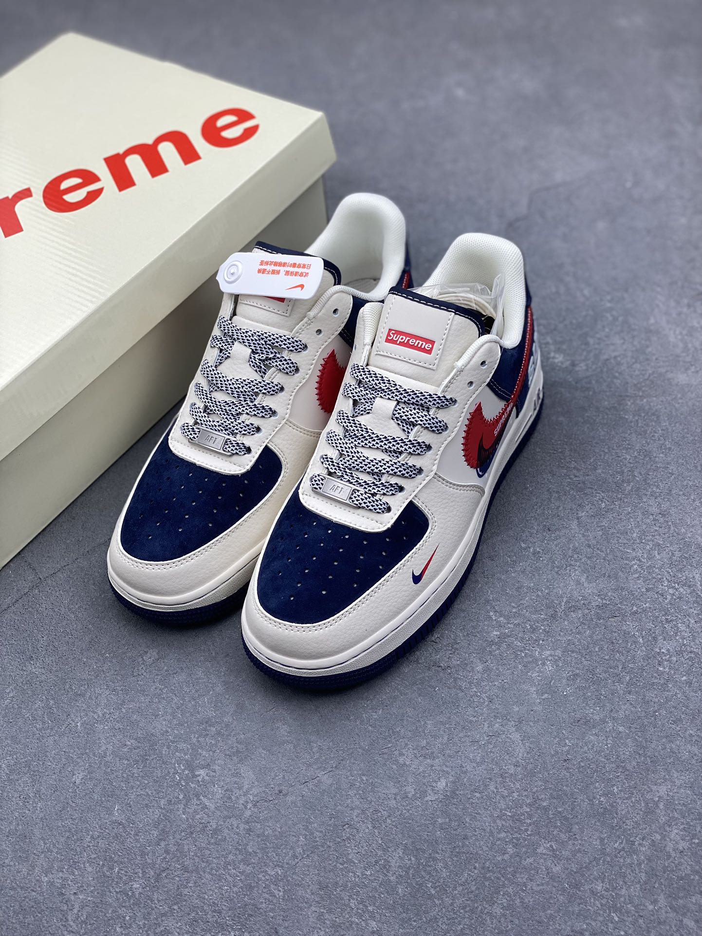 Nike Air Force 1 '07 Low Supreme Collab Sneakers - Red & Blue Double Swoosh 9 i1731774978 5350 8