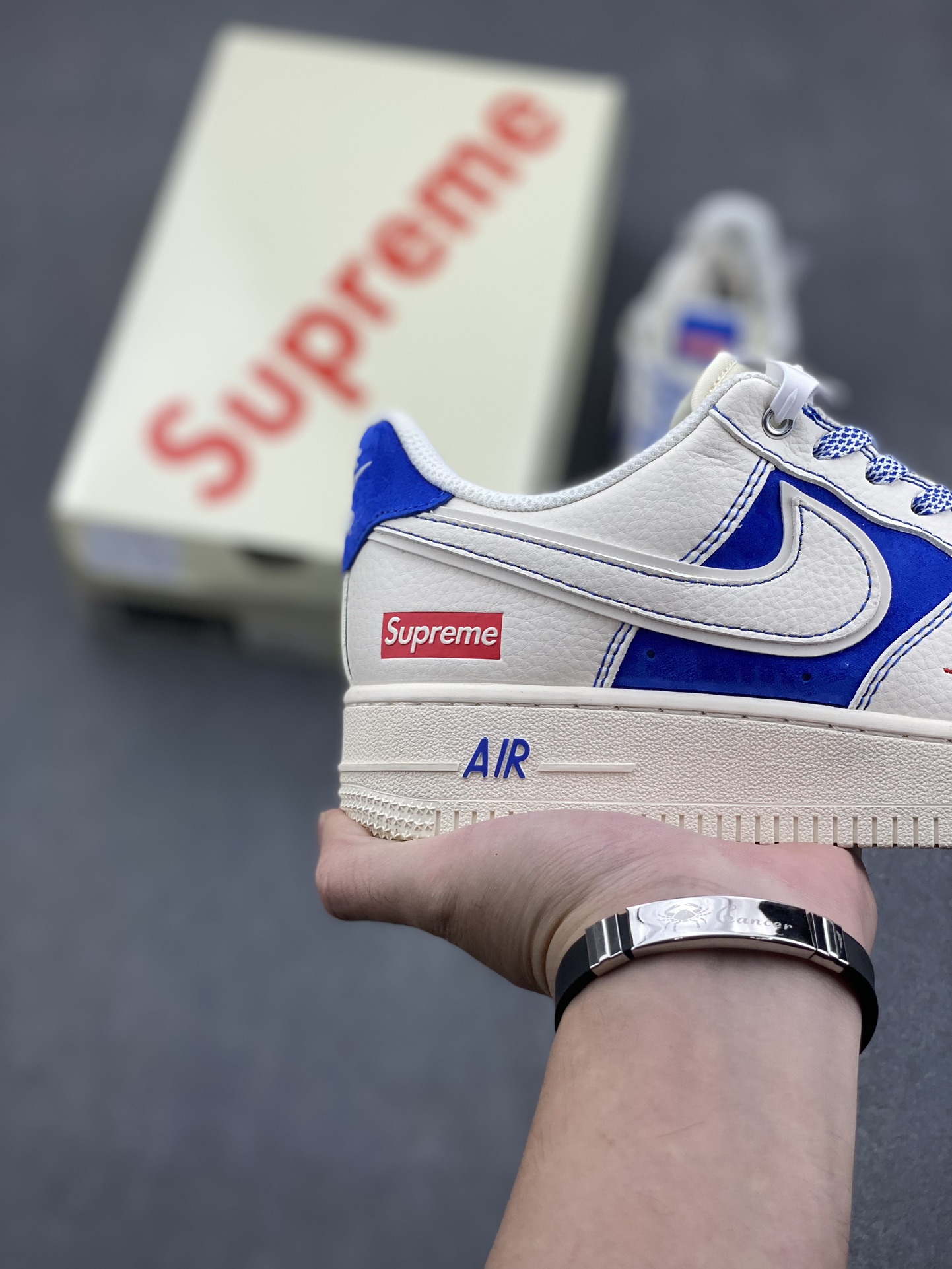 Nike Air Force 1 '07 Low Supreme Collab Sneakers - White/Blue 6 i1731775017 1836 6