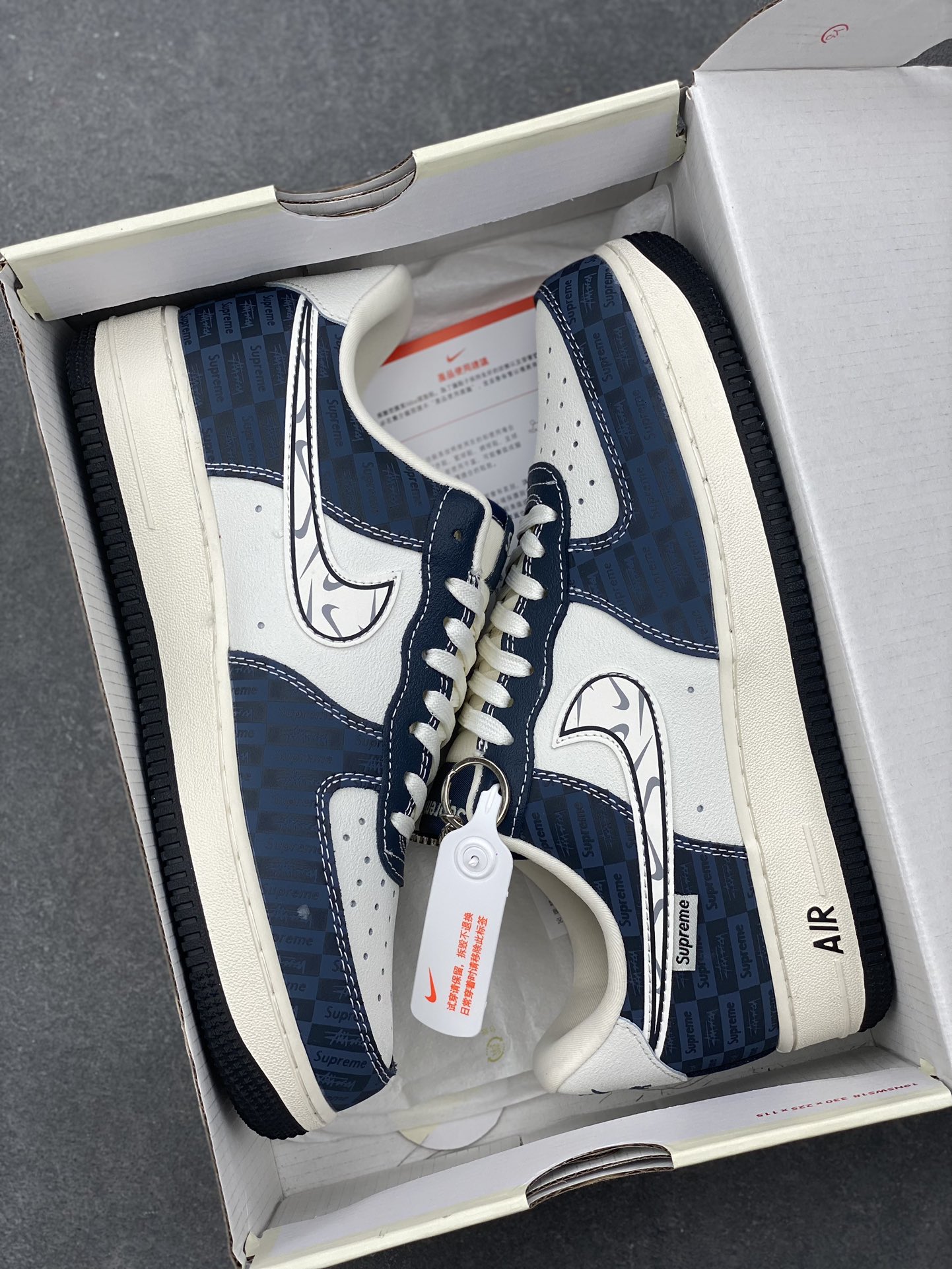 Nike Air Force 1 '07 Low Supreme Collab White Blue Shadow Sneakers 10 i1731950006 3513 2
